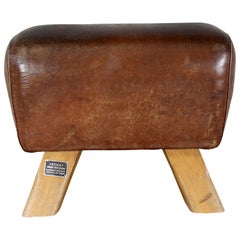 20th Century Gymnastics Horse in Leather with Shortened Legs to Use as a Stool