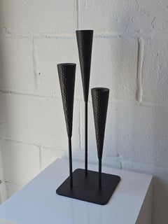 20th Century Hammered Iron Brutalist Candlelabra