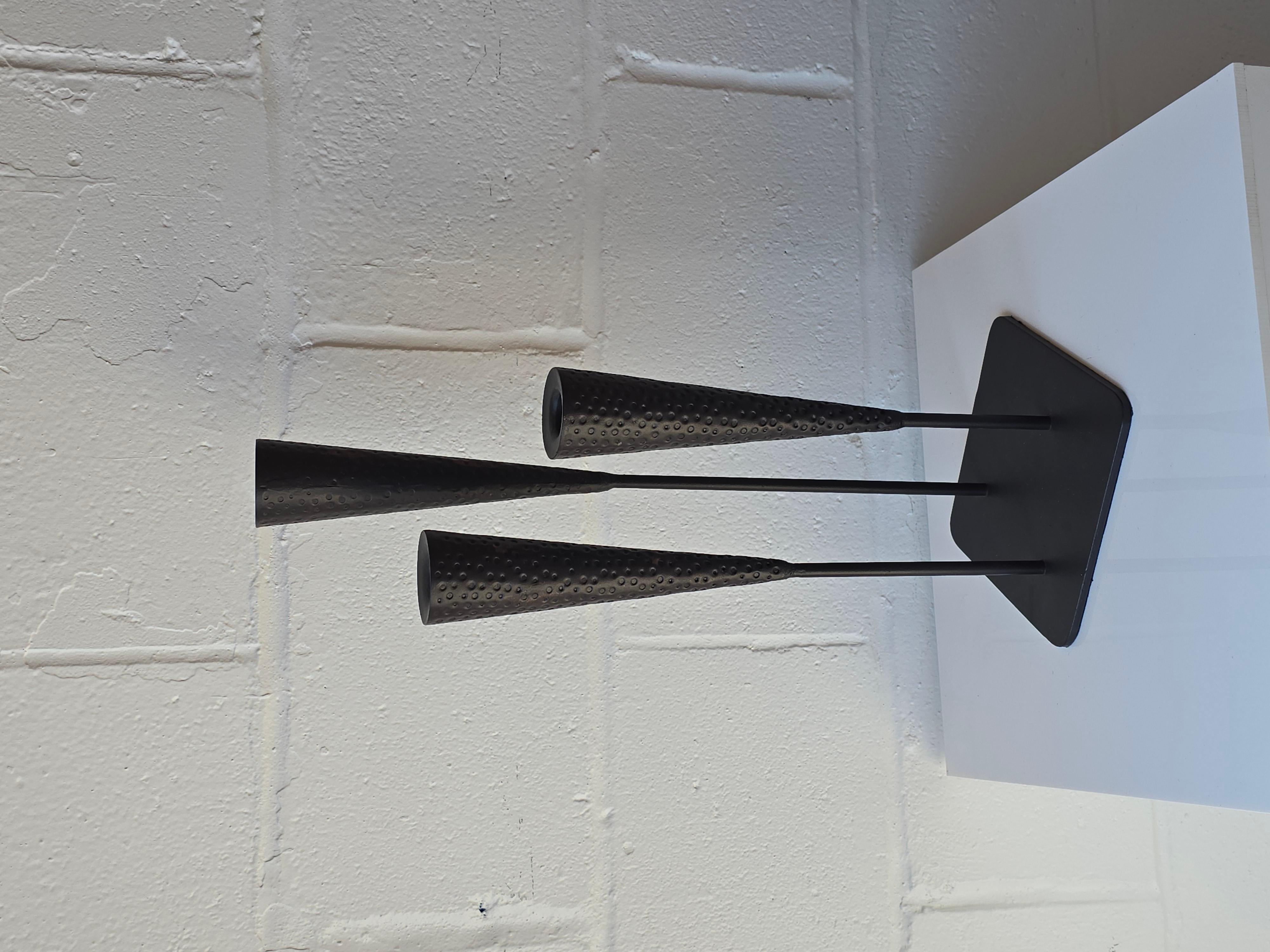 Other 20th Century Hammered Iron Brutalist Candlelabra For Sale