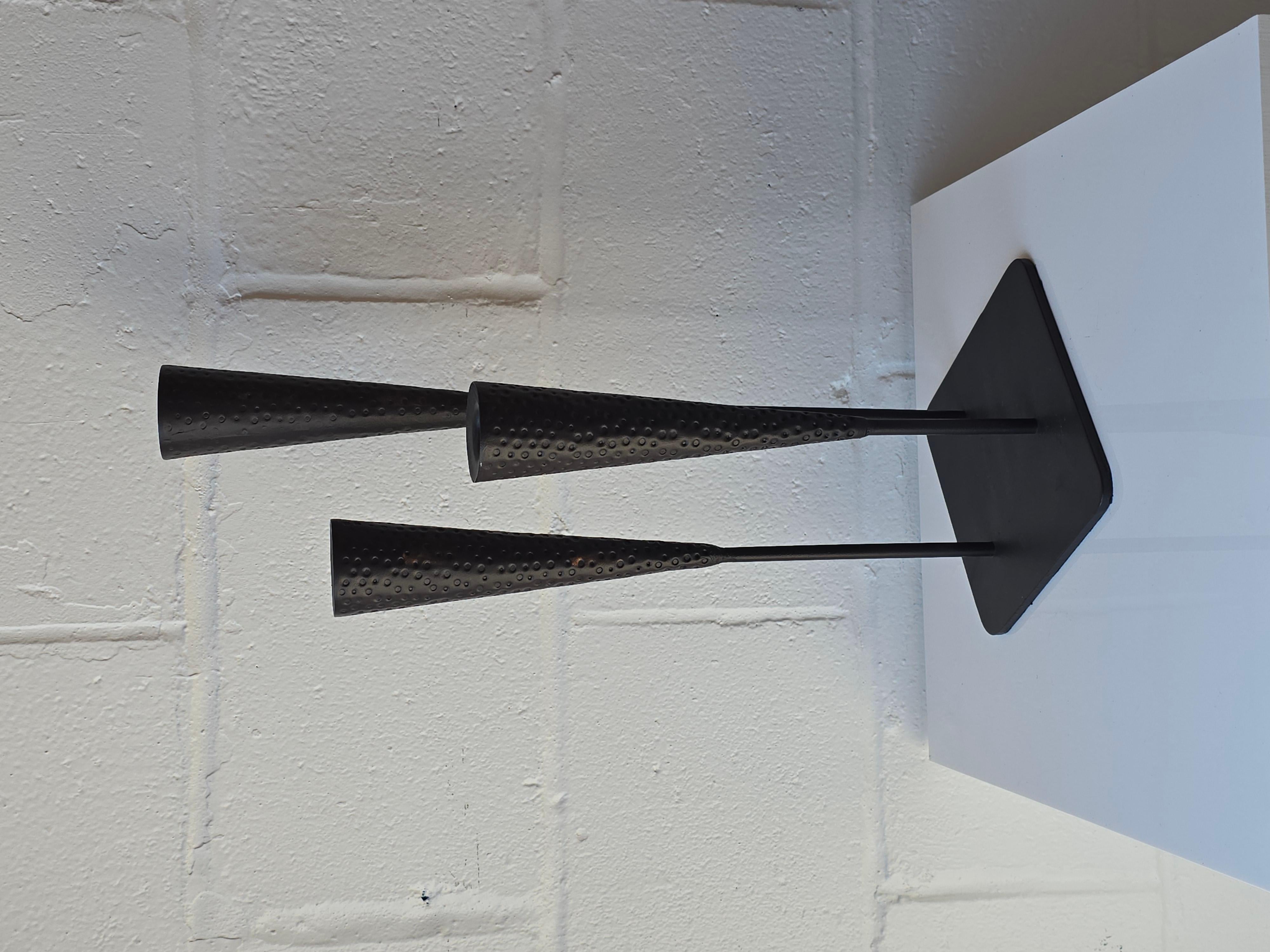 Other 20th Century Hammered Iron Brutalist Candlelabra For Sale