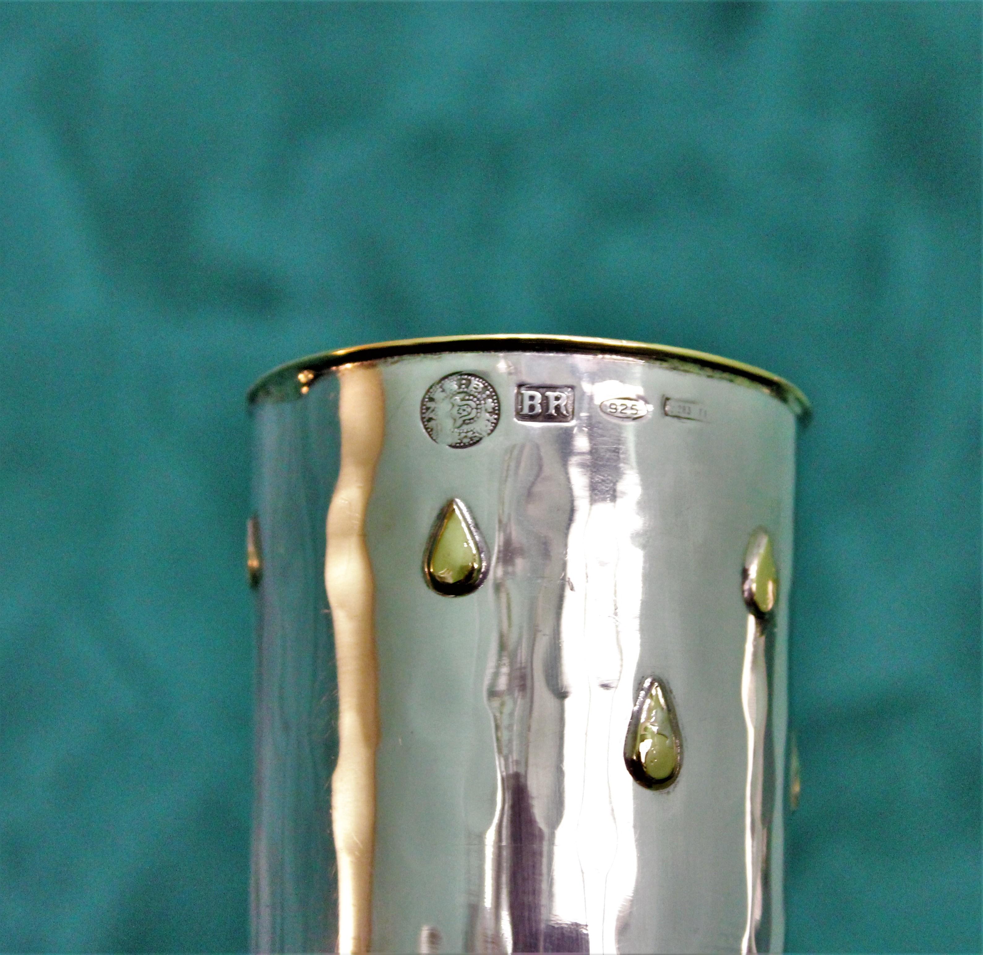 20th Century Hammered Silver Gold Drops Vases Brandimarte Italy Florence, 1970 4