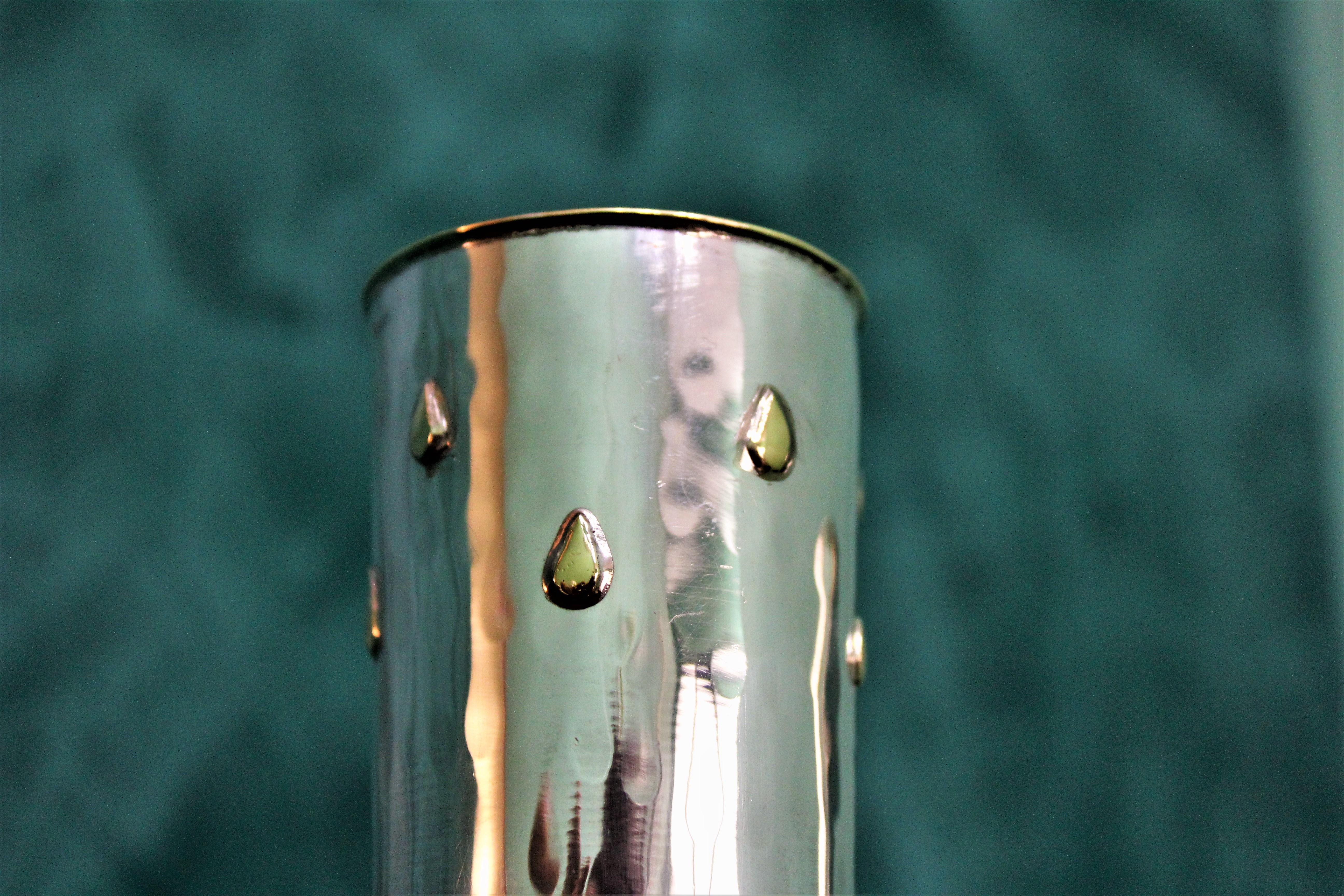 20th Century Hammered Silver Gold Drops Vases Brandimarte Italy Florence, 1970 7