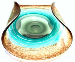 20th Century Hand Blown Murano Style Glass Pinwheel Envelope Center Bowl