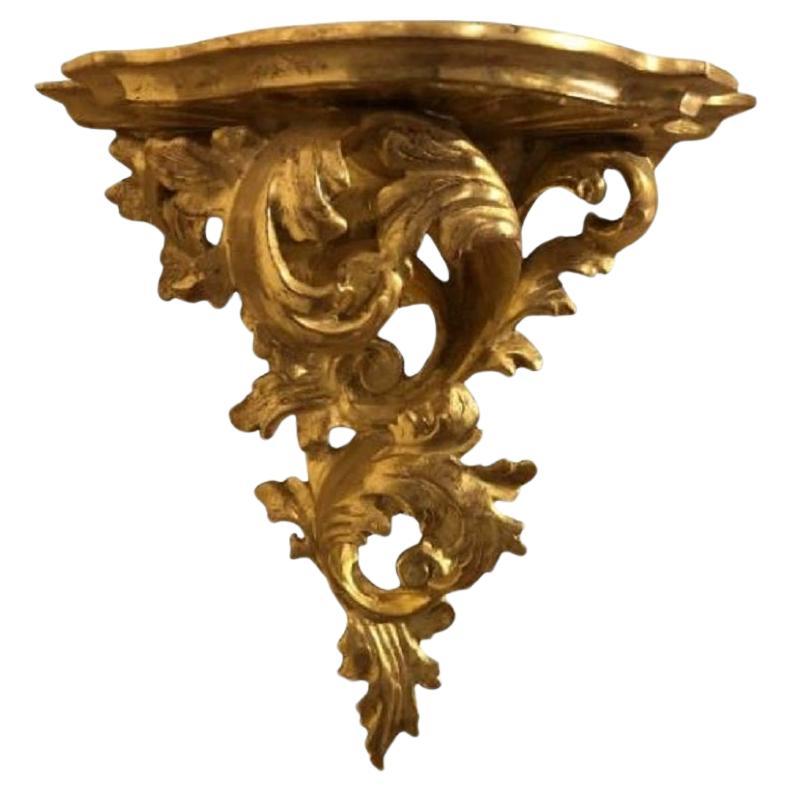 20th Century Hand Carved 22K Gold Leaf Wall Bracket For Sale