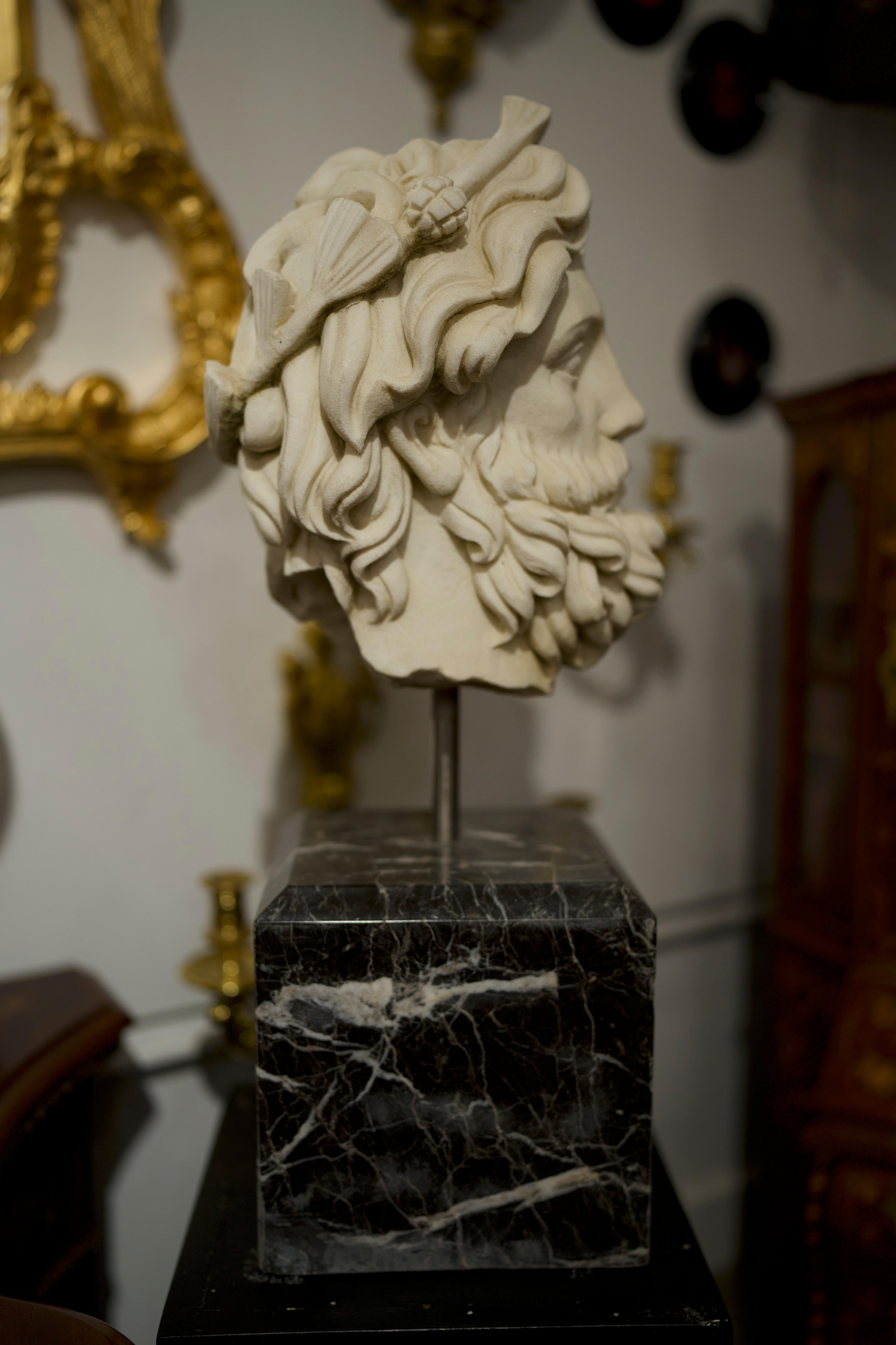 20th Century Hand Carved Marble Greek Head Bust For Sale 2