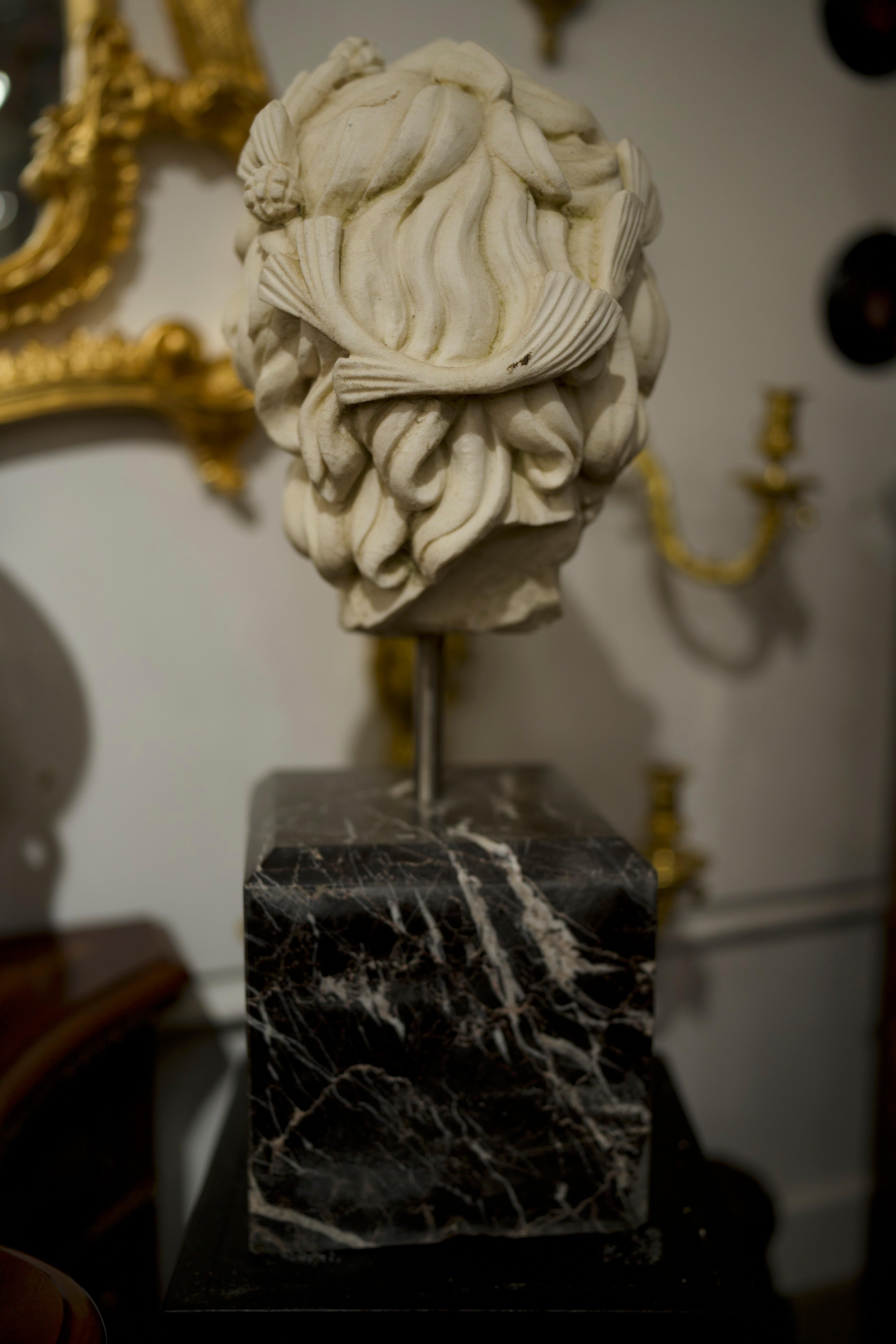 20th Century Hand Carved Marble Greek Head Bust For Sale 3