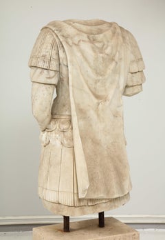 20th Century Hand Carved Marble Sculpture of Roman Soldier