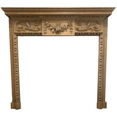 20th Century Hand Carved Pine Georgian Style Mantlepiece
