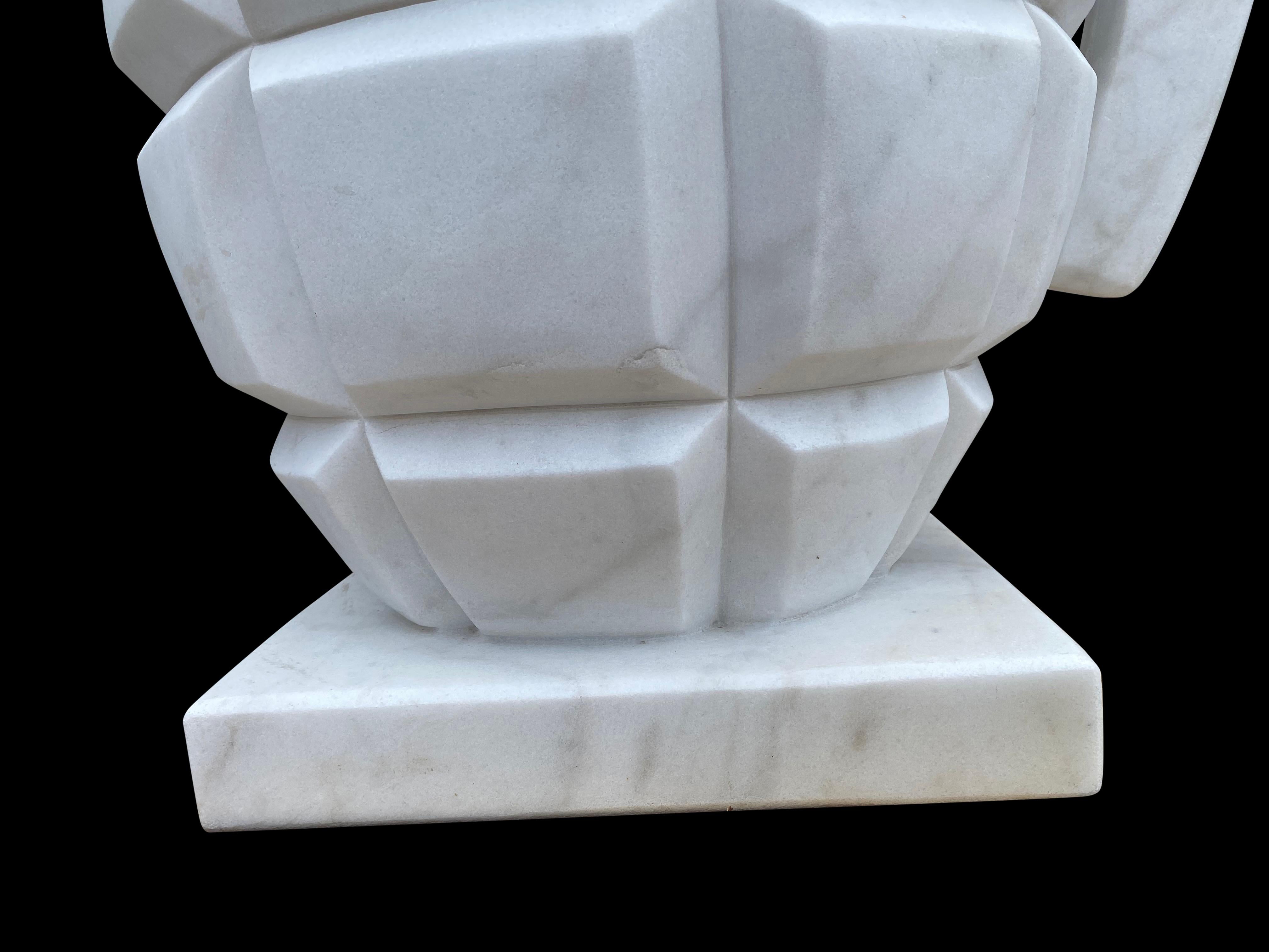 20th Century Hand Carved White Statutory Marble Hand Grenade For Sale 9