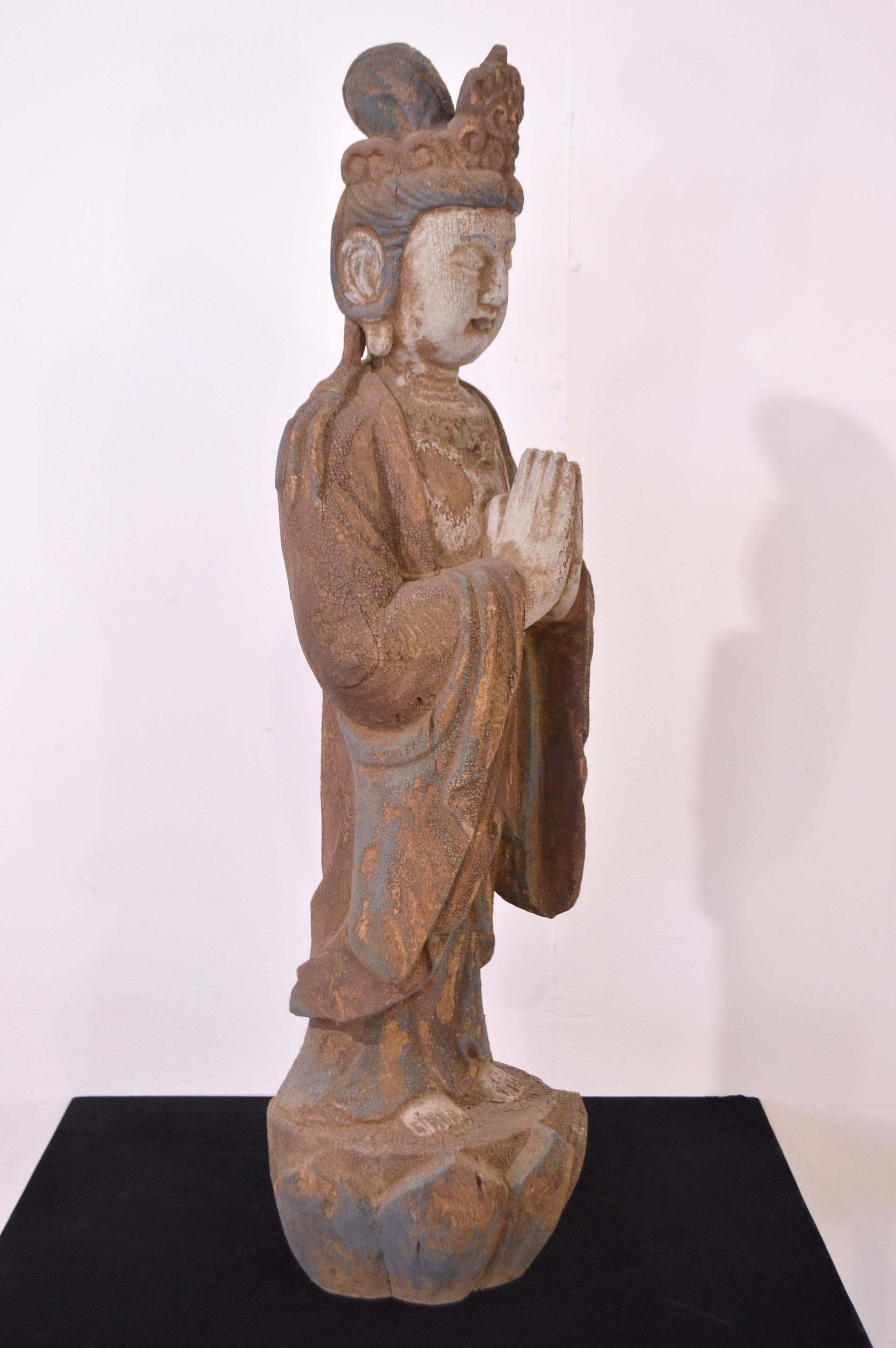 20th Century Hand-Carved Wood Buddha For Sale 2