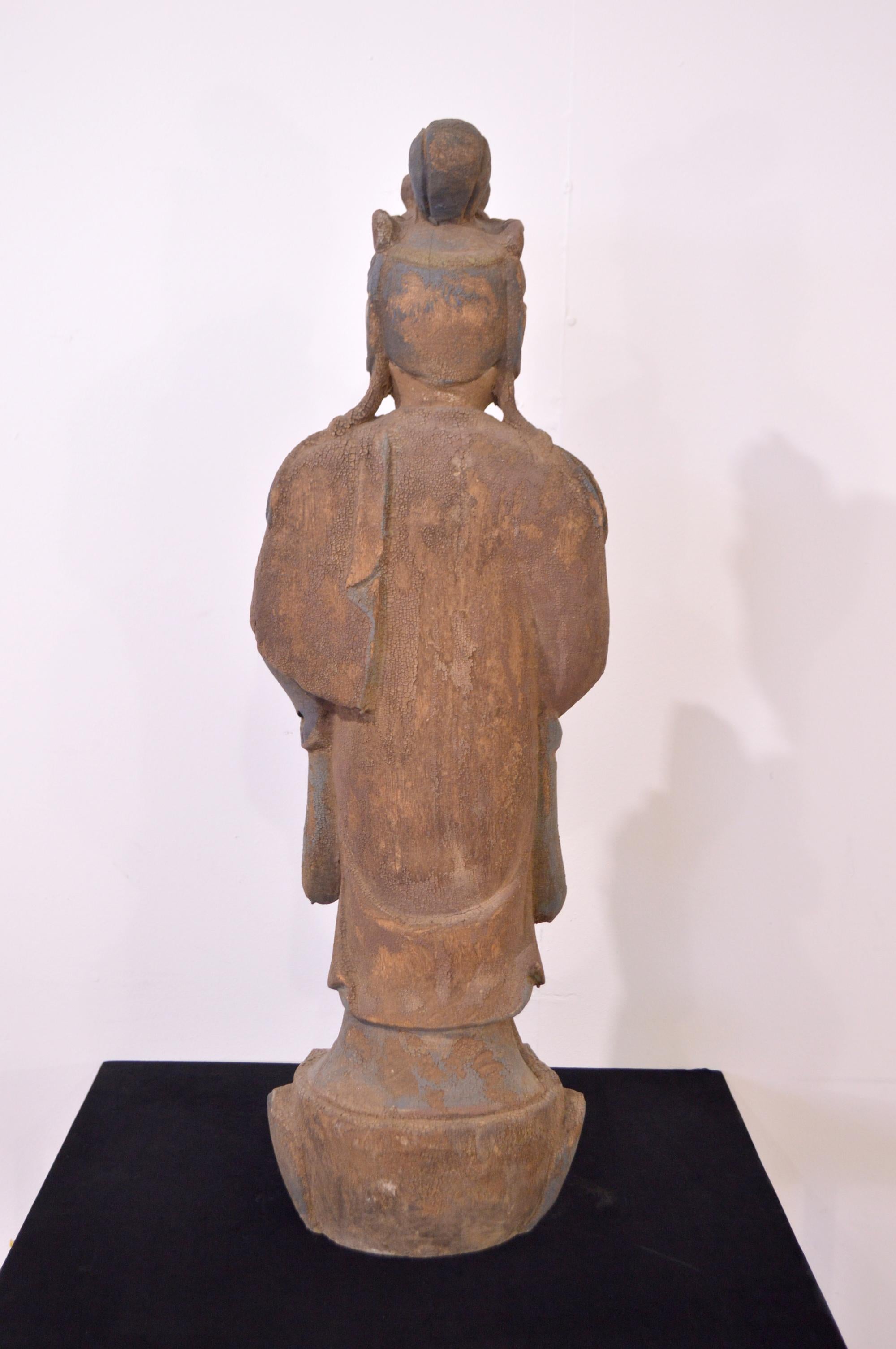 20th Century Hand-Carved Wood Buddha For Sale 3