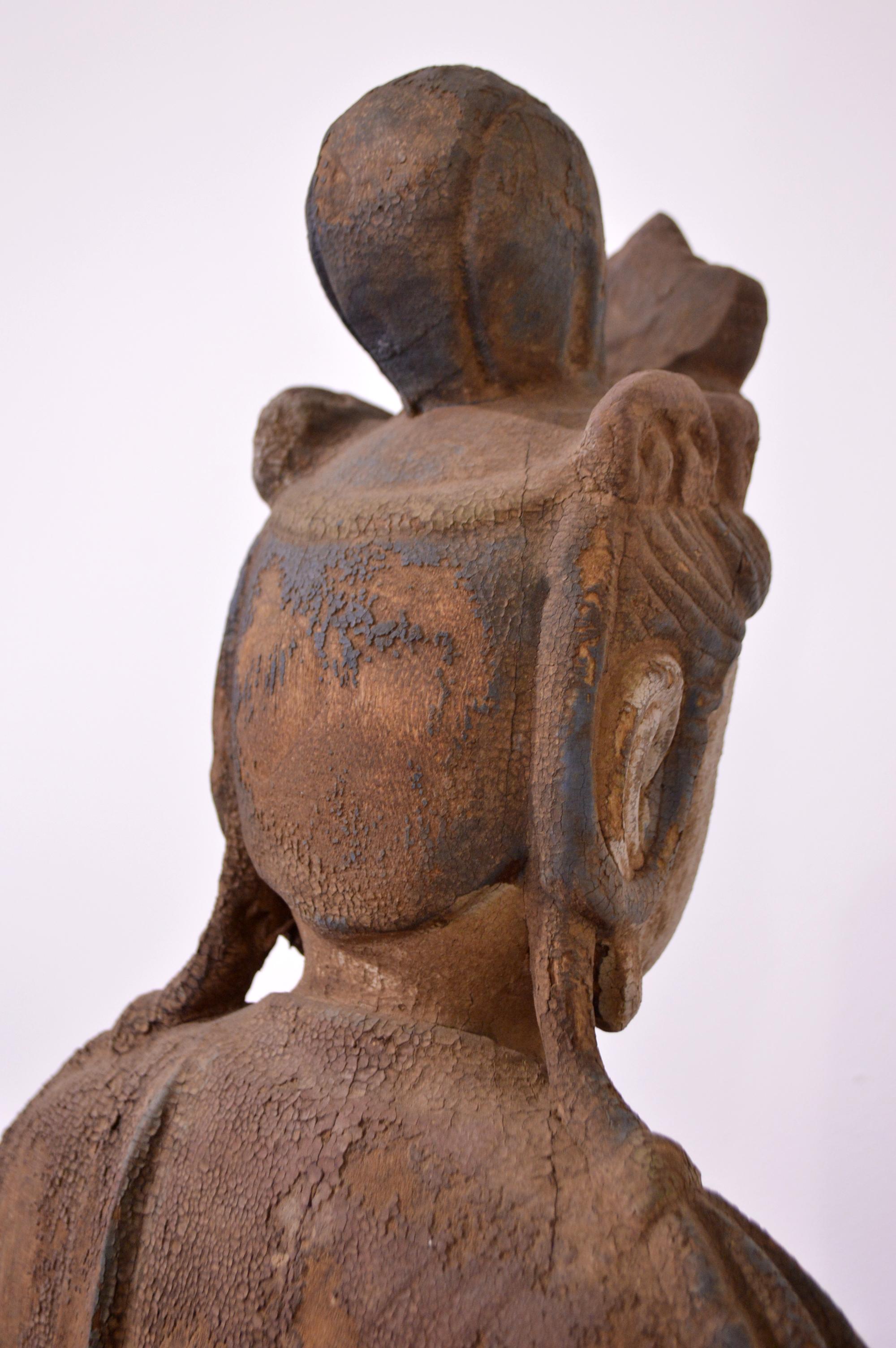 20th Century Hand-Carved Wood Buddha For Sale 5