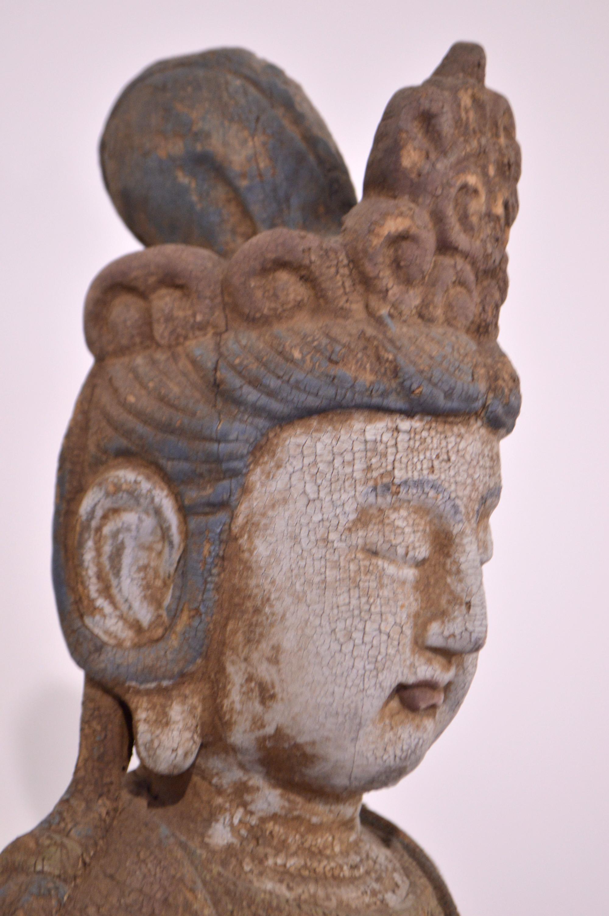 Chinese 20th Century Hand-Carved Wood Buddha For Sale