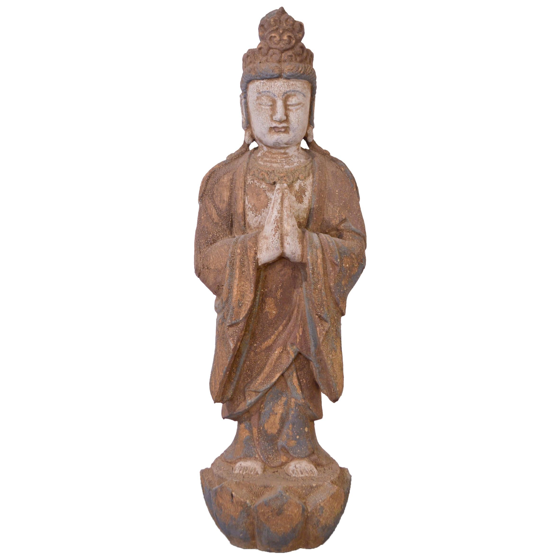 20th Century Hand-Carved Wood Buddha For Sale