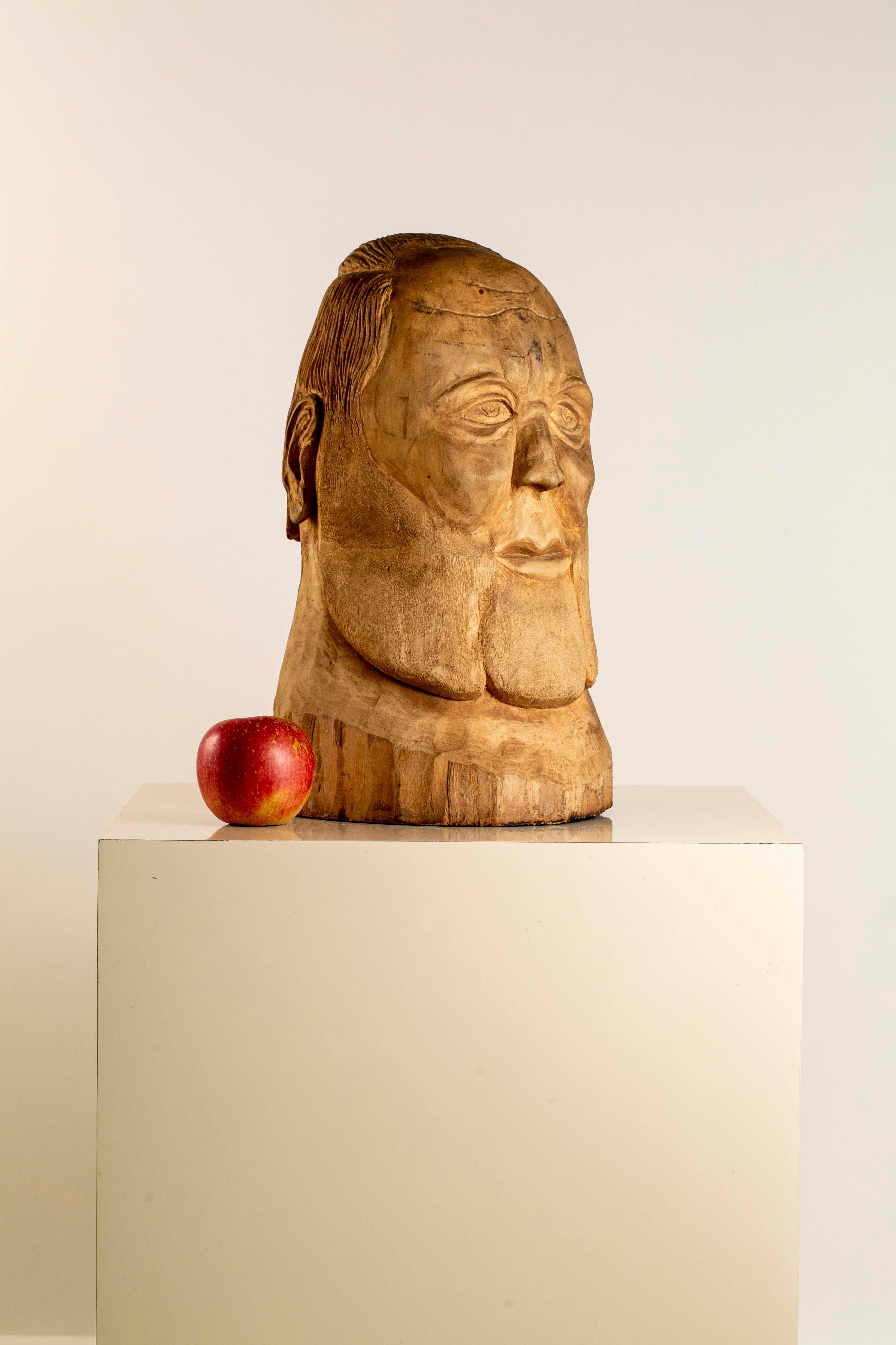 20th Century Hand Carved Wood Folk Art Sculpture by Duane Hansen For Sale 5