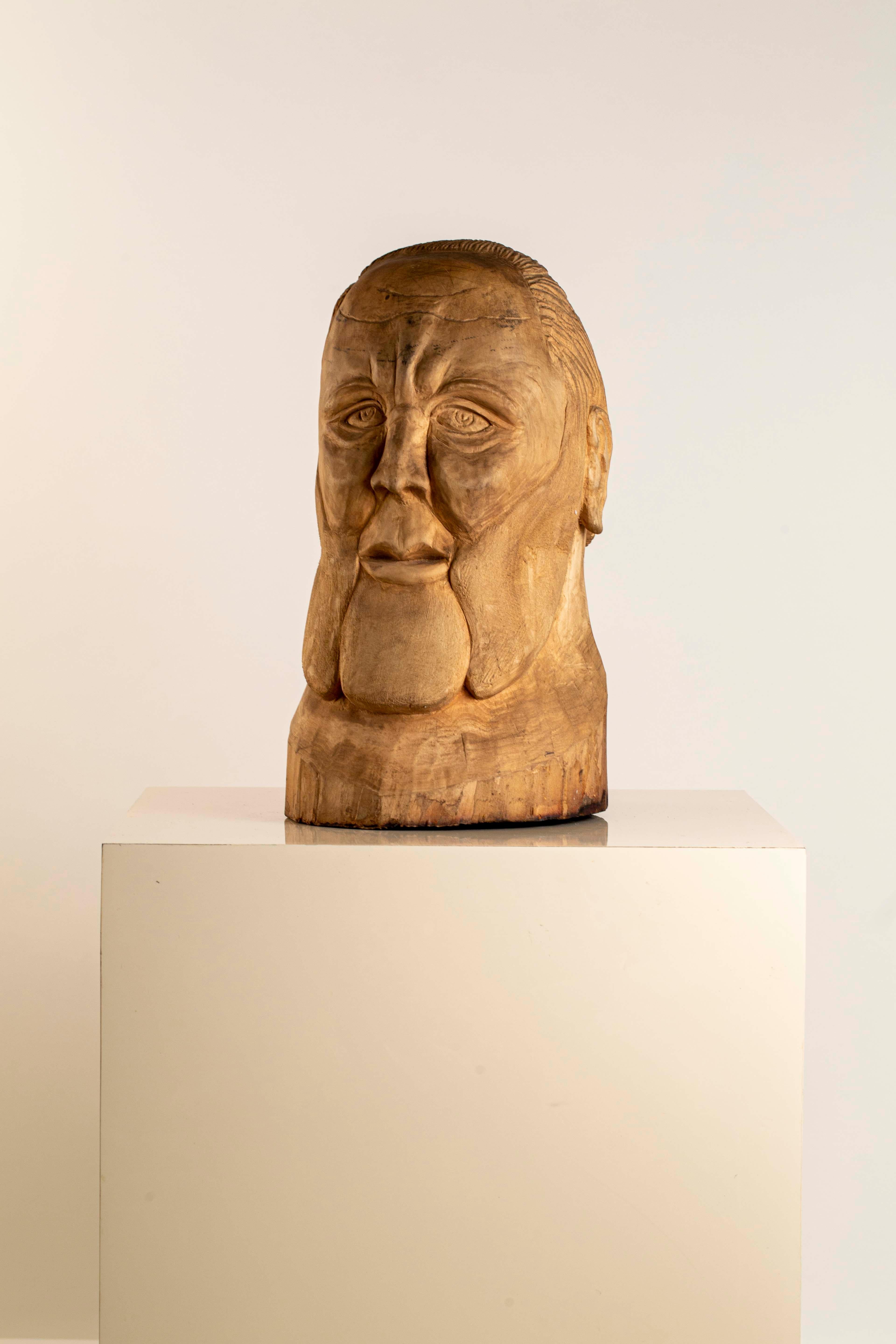 20th Century Hand Carved Wood Folk Art Sculpture by Duane Hansen For Sale 6