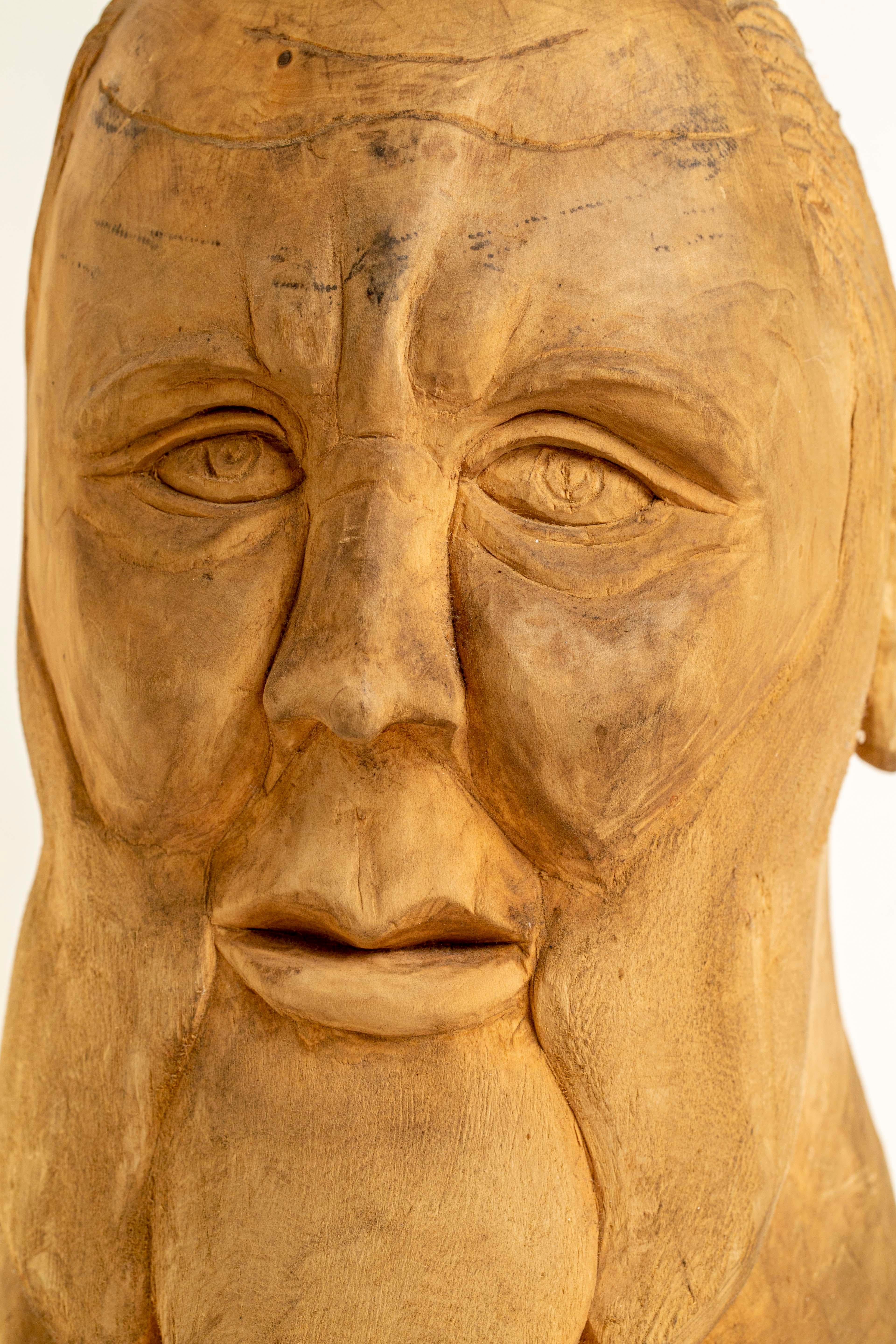 20th Century Hand Carved Wood Folk Art Sculpture by Duane Hansen For Sale 8
