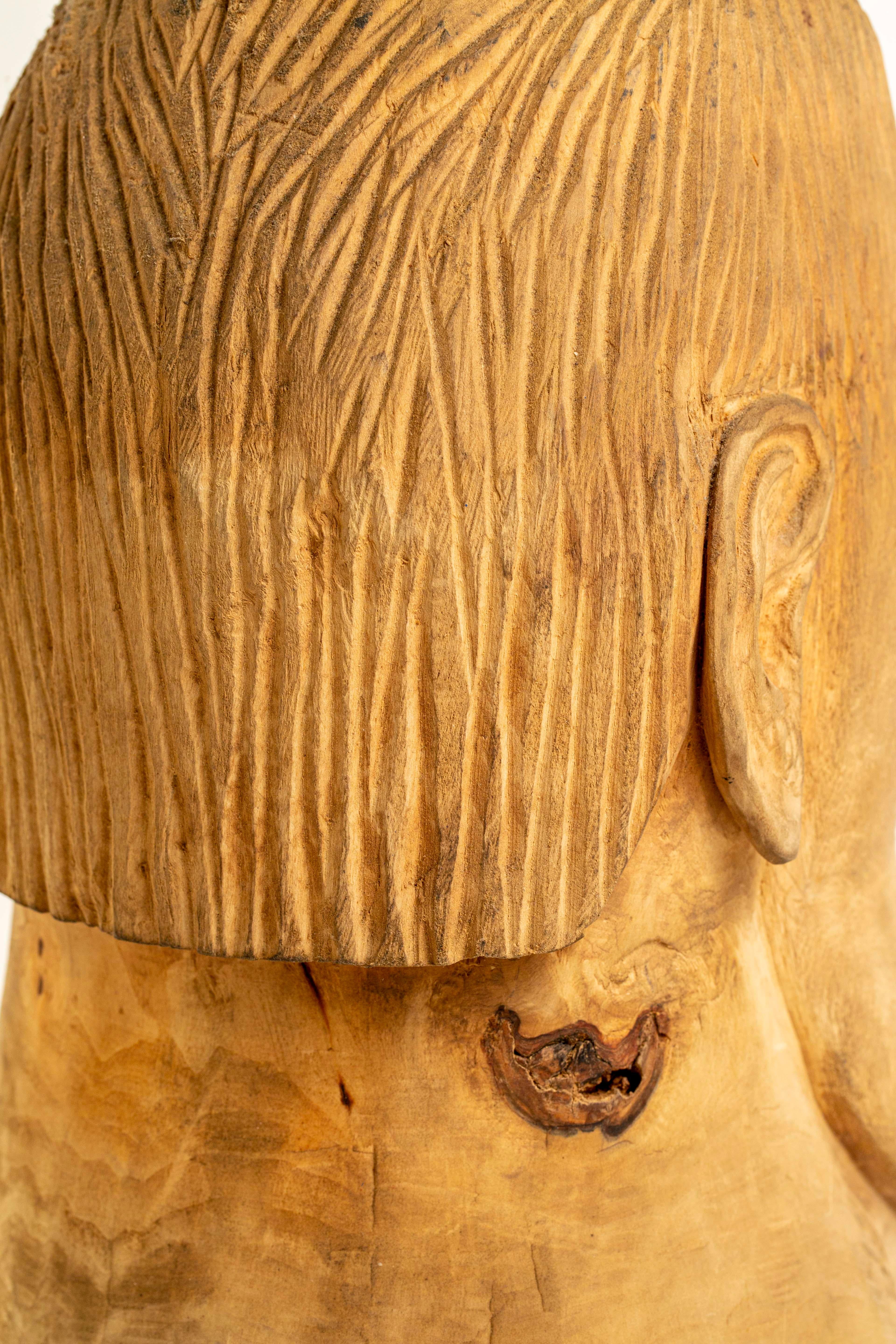 20th Century Hand Carved Wood Folk Art Sculpture by Duane Hansen For Sale 9