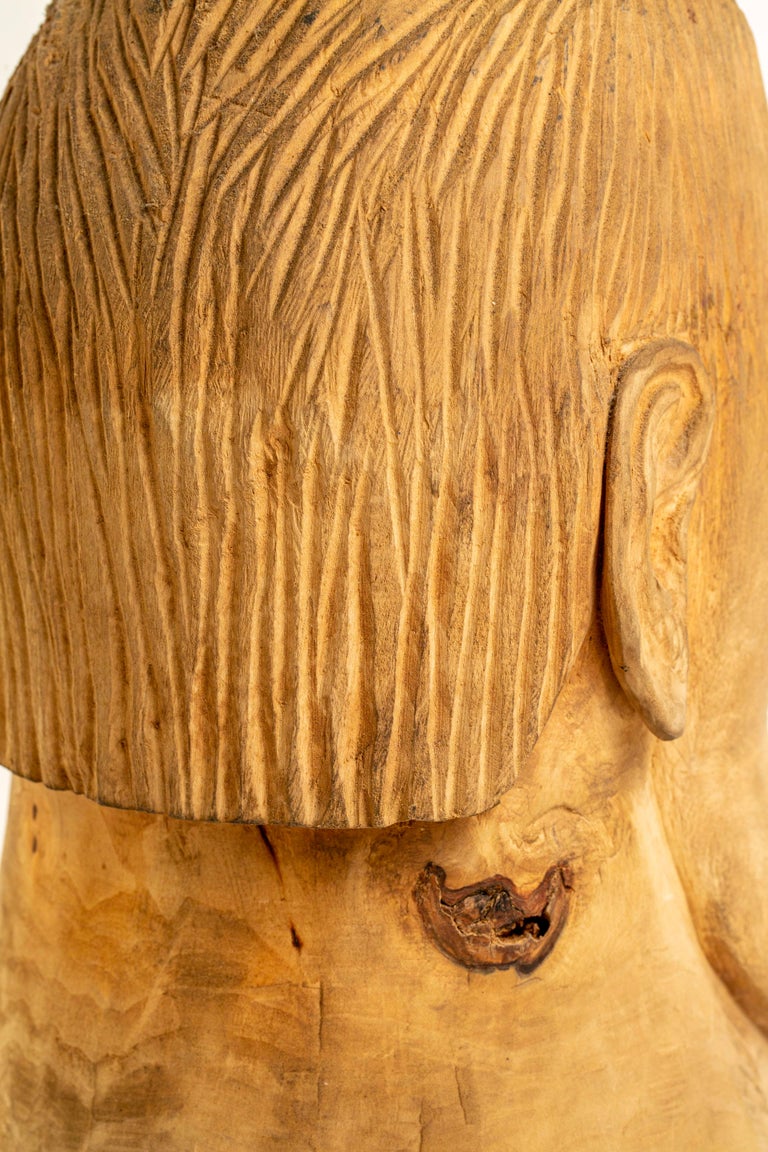 20th Century Hand Carved Wood Folk Art Sculpture by Duane Hansen For Sale 10