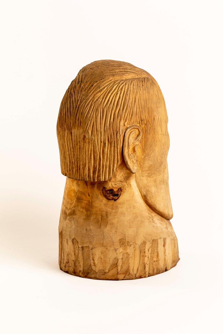 20th Century Hand Carved Wood Folk Art Sculpture by Duane Hansen For Sale 1