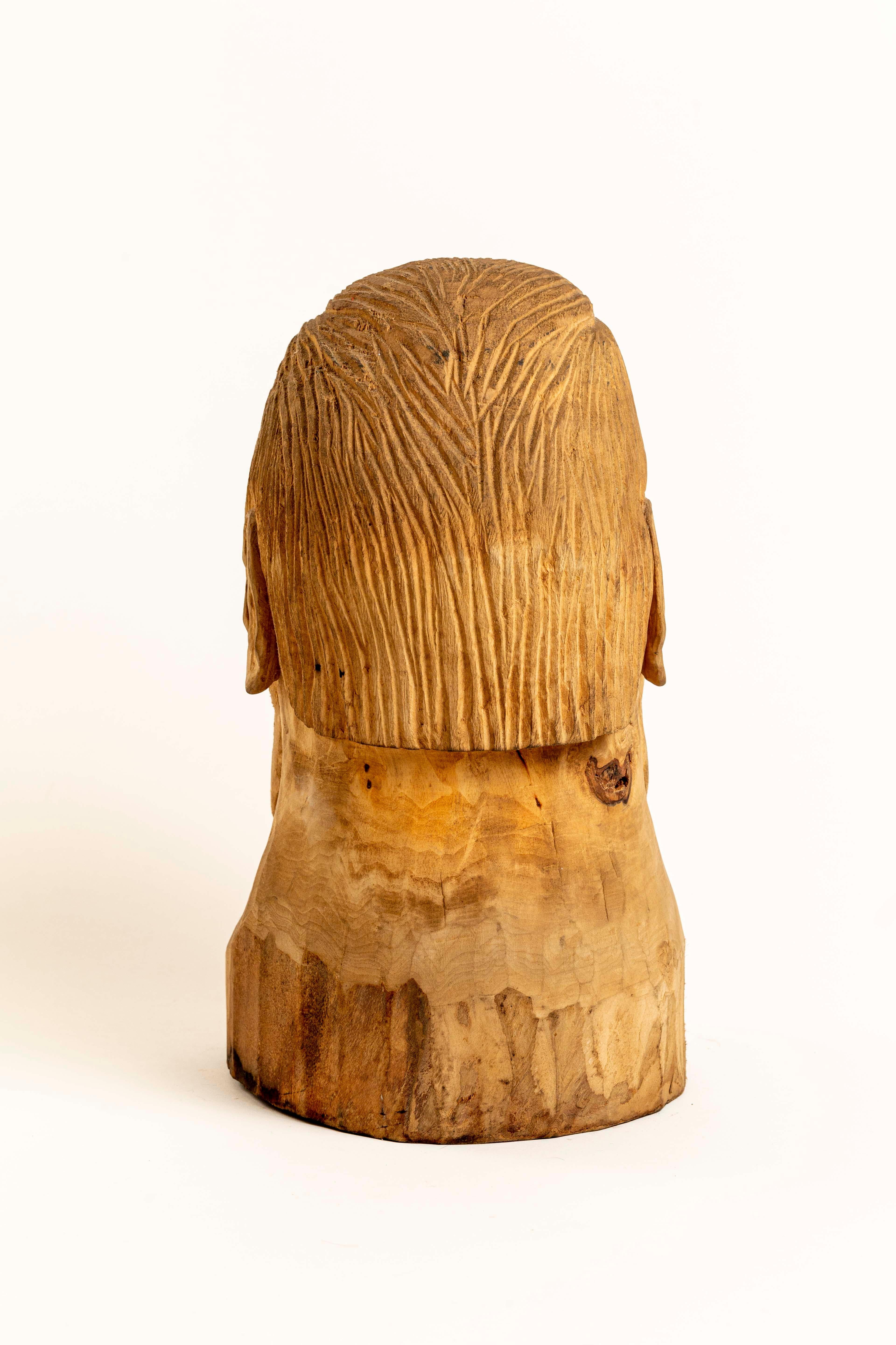 20th Century Hand Carved Wood Folk Art Sculpture by Duane Hansen For Sale 2