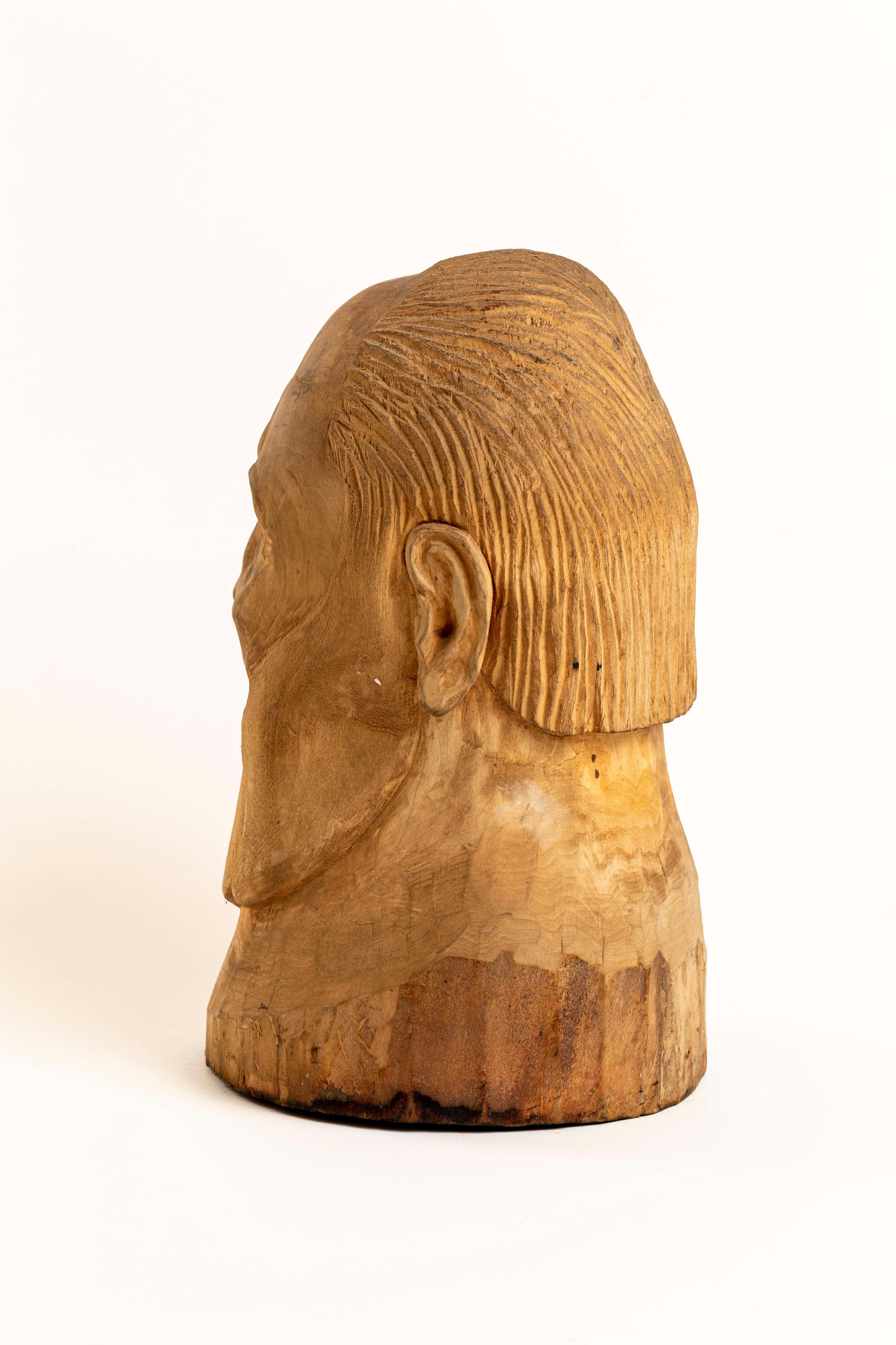 20th Century Hand Carved Wood Folk Art Sculpture by Duane Hansen For Sale 3