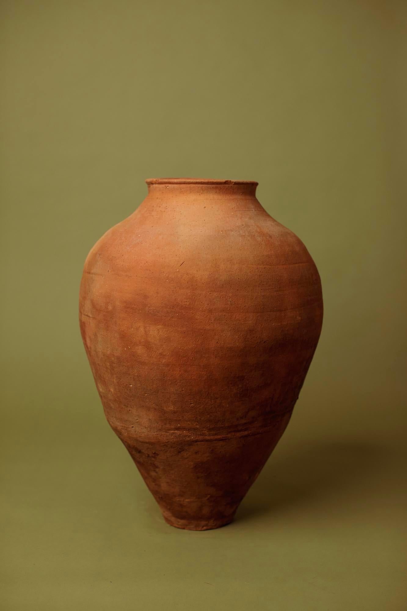 Primitif Amphore en terre cuite artisanale du 20e siècle, jarre de rangement en olivier d'Anatolie en vente