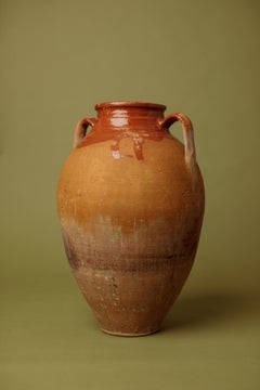 20th Century Hand-Fired Terracotta Storage Jar with Partial Rust Glaze