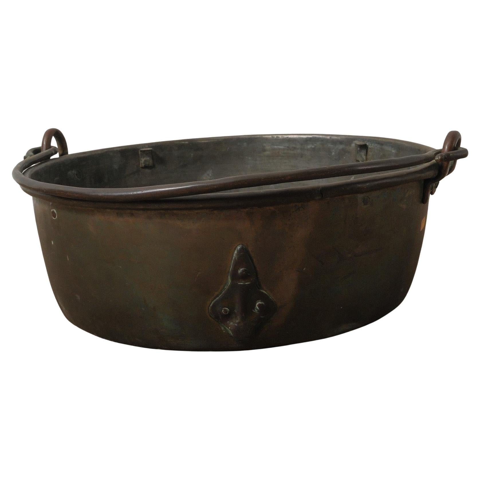 20th Century Hand-Forged Copper Vat With Swing Handle