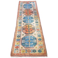 20th Century Hand Knotted Wool Kazak Runner from the Caucasus