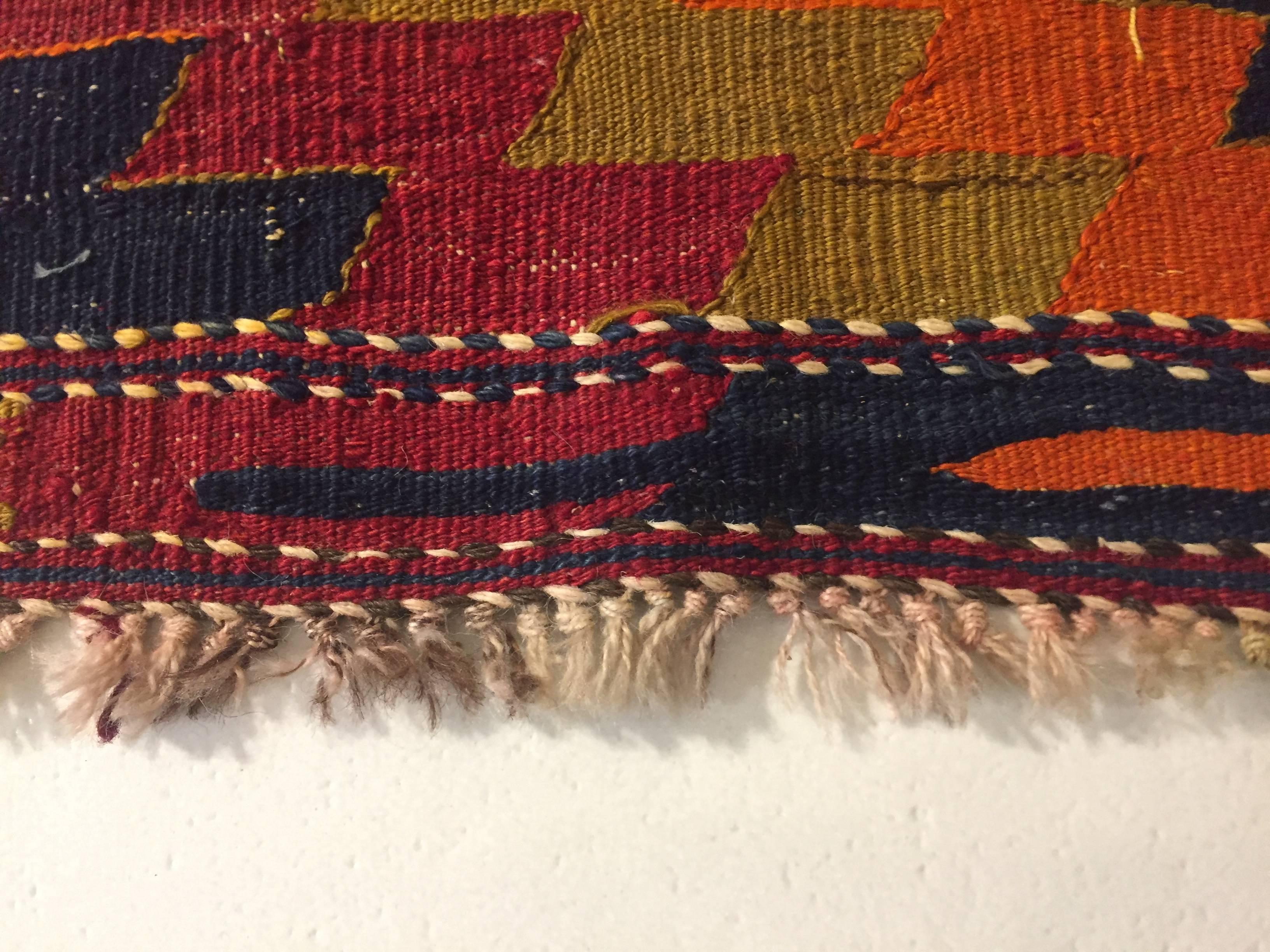 20th Century Hand-Knotted Wool Konya Kilim Orange Brown Turkish Anatolian Rug For Sale 10