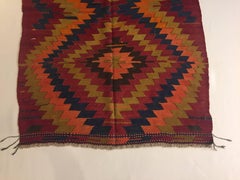 20th Century Hand-Knotted Wool Konya Kilim Orange Brown Turkish Anatolian Rug