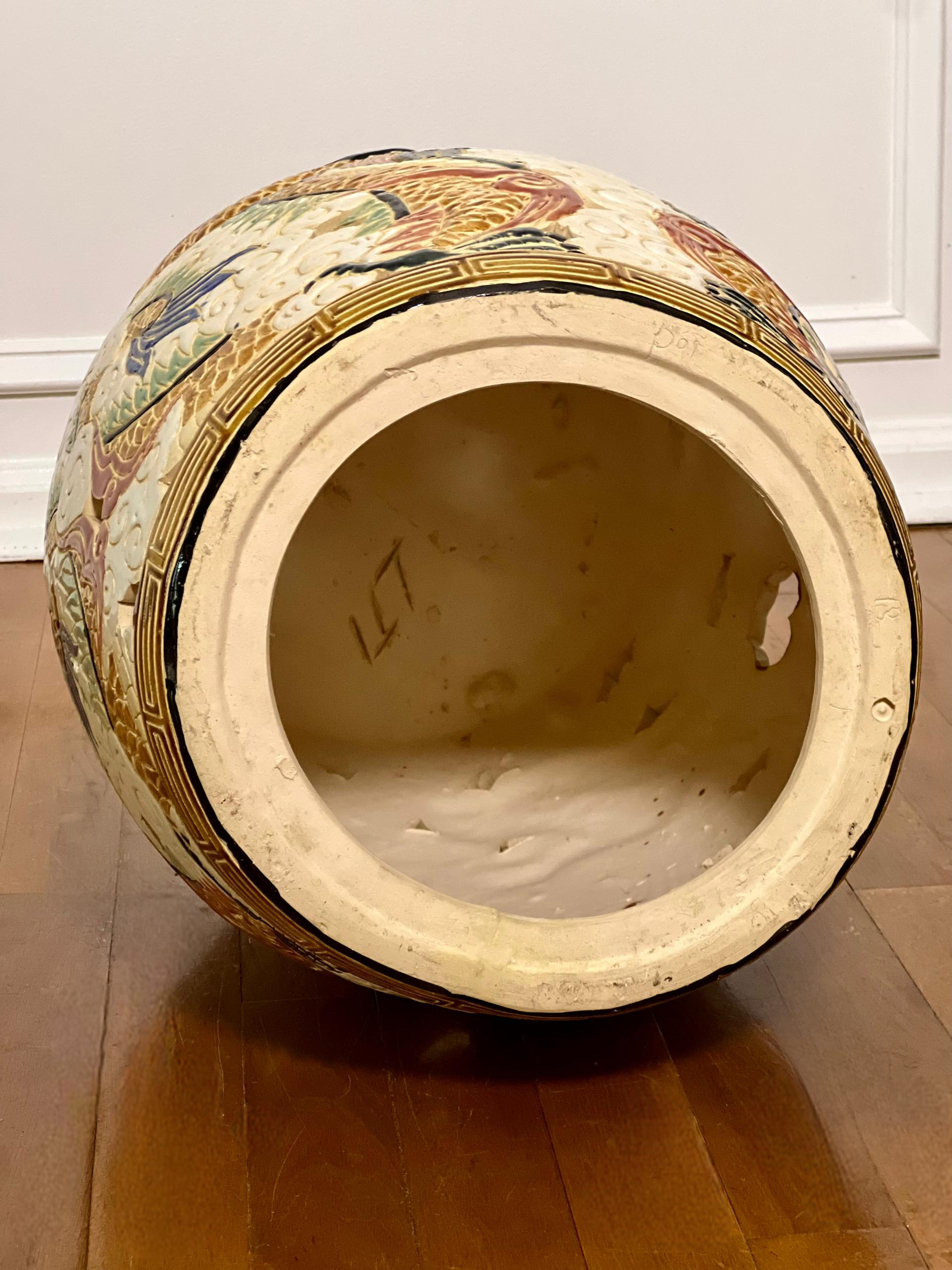 20th Century Hand-Painted Chinese Dragon Ceramic Garden Stool For Sale 11