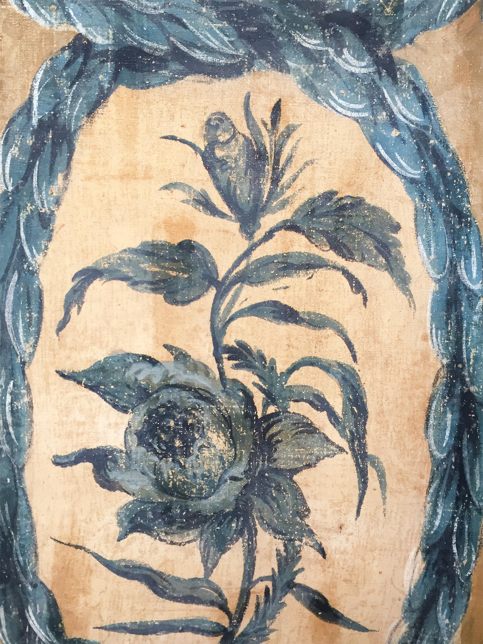 20th Century Hand-Painted Decorative Floral Panels, a Pair 12