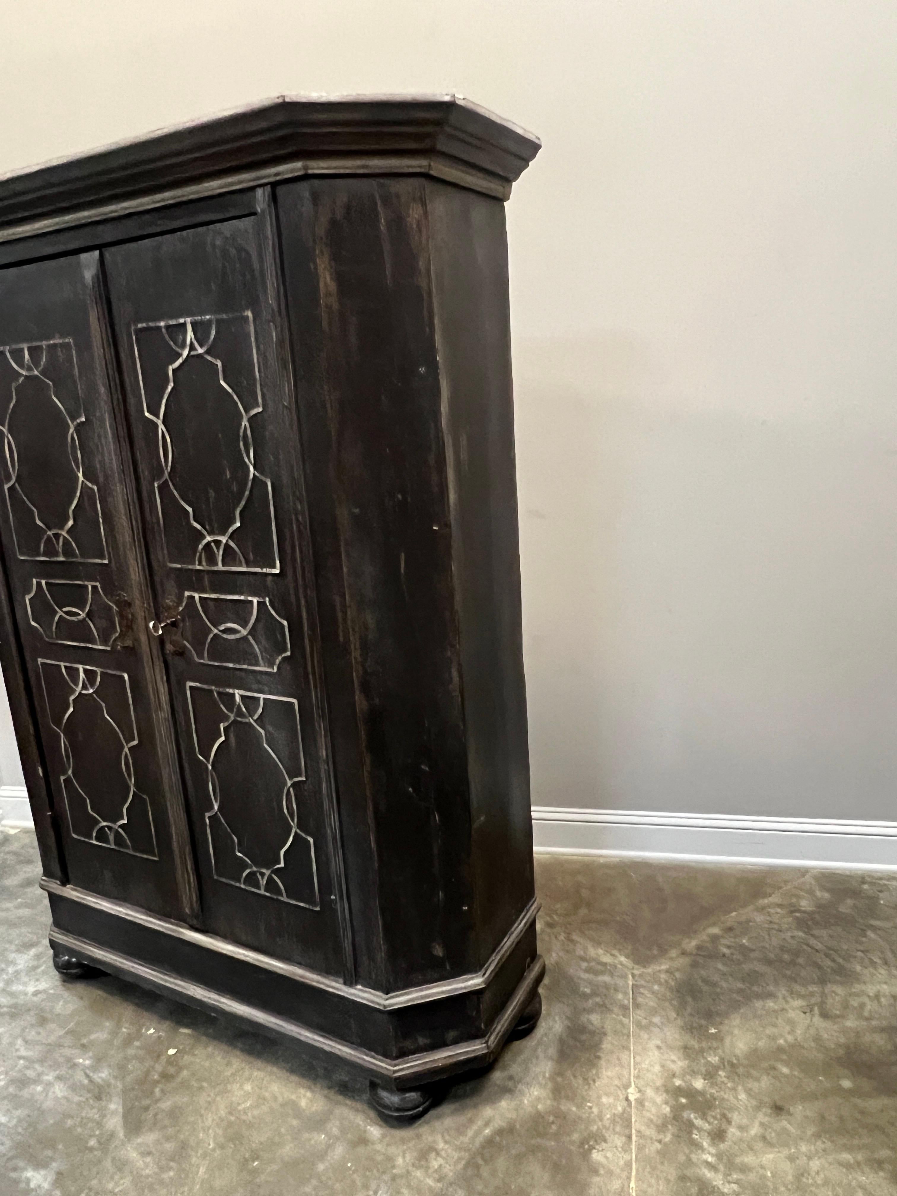 20th Century Hand Painted German Armoire In Good Condition For Sale In Houston, US