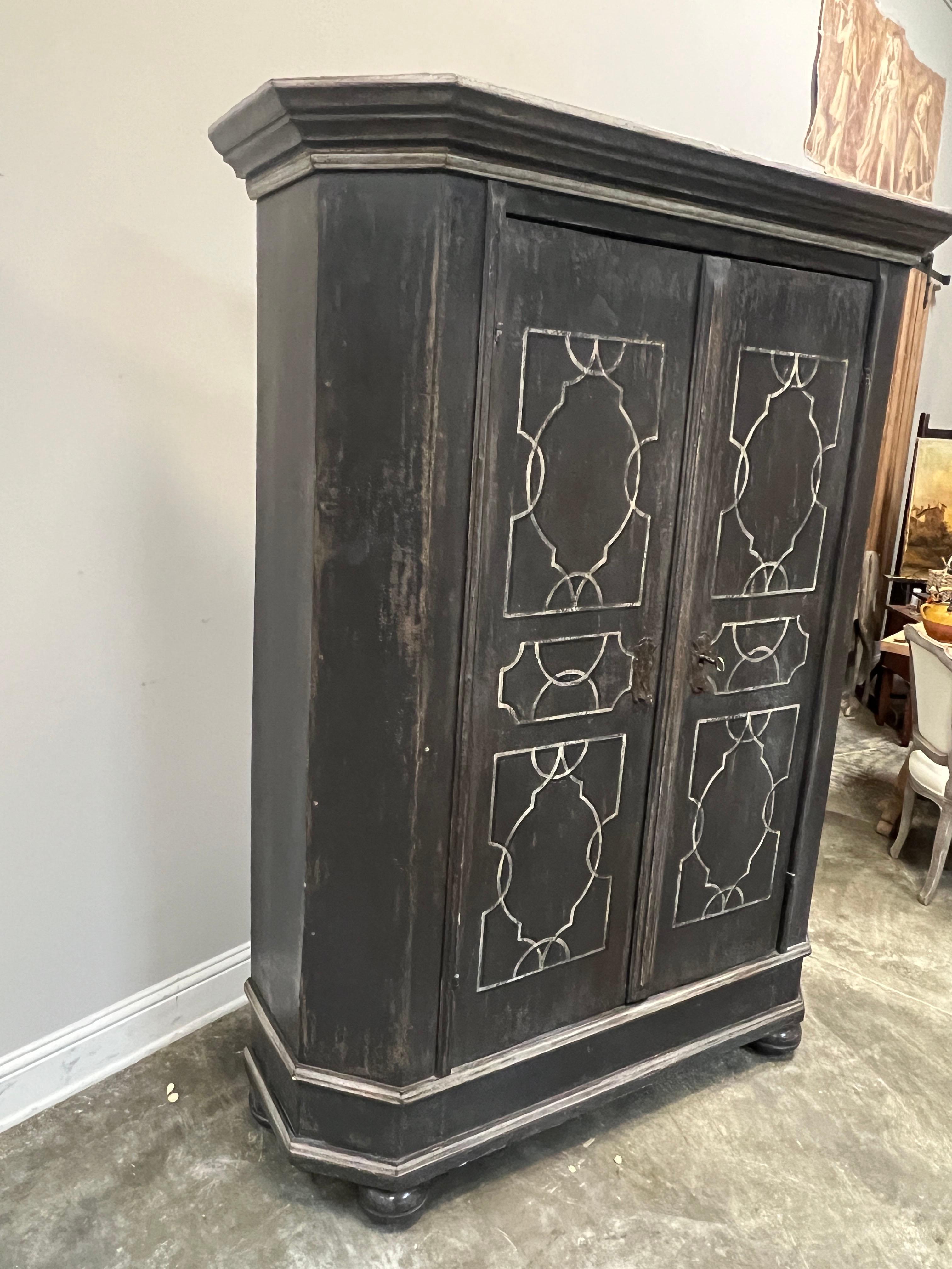 Iron 20th Century Hand Painted German Armoire For Sale
