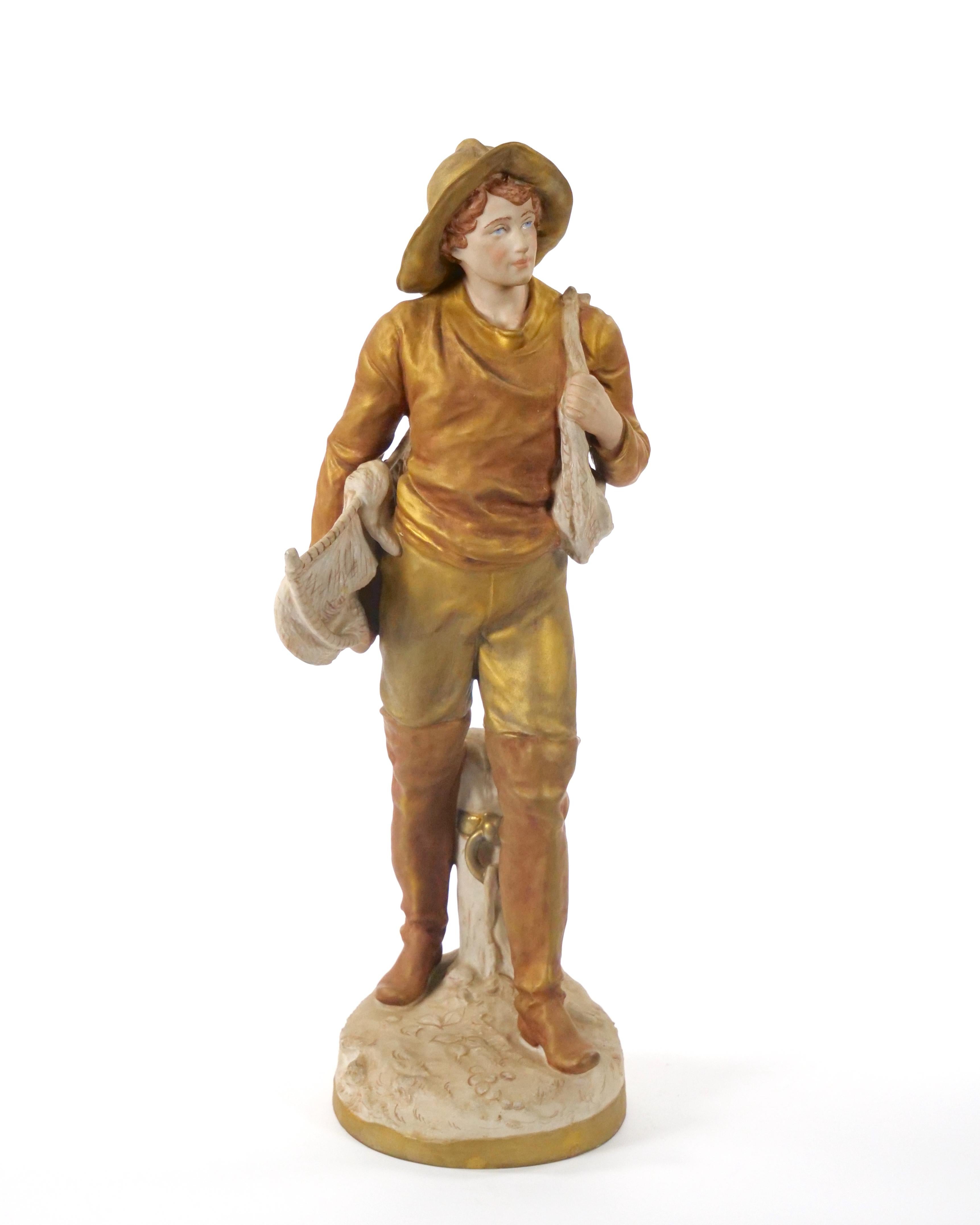 Escultura masculina decorativa de porcelana pintada a mano/dorada del siglo XX en venta 8