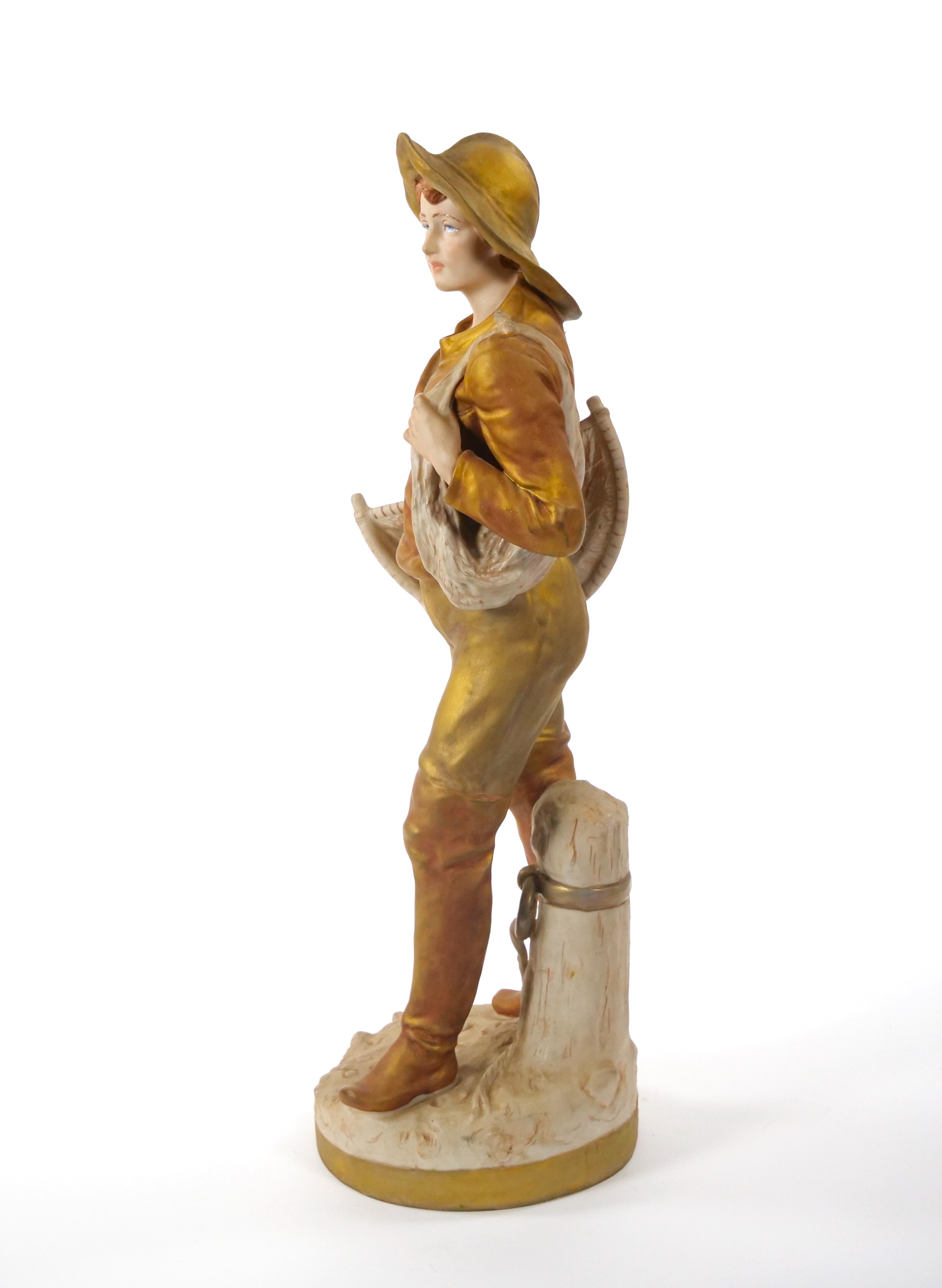 Escultura masculina decorativa de porcelana pintada a mano/dorada del siglo XX Dorado en venta