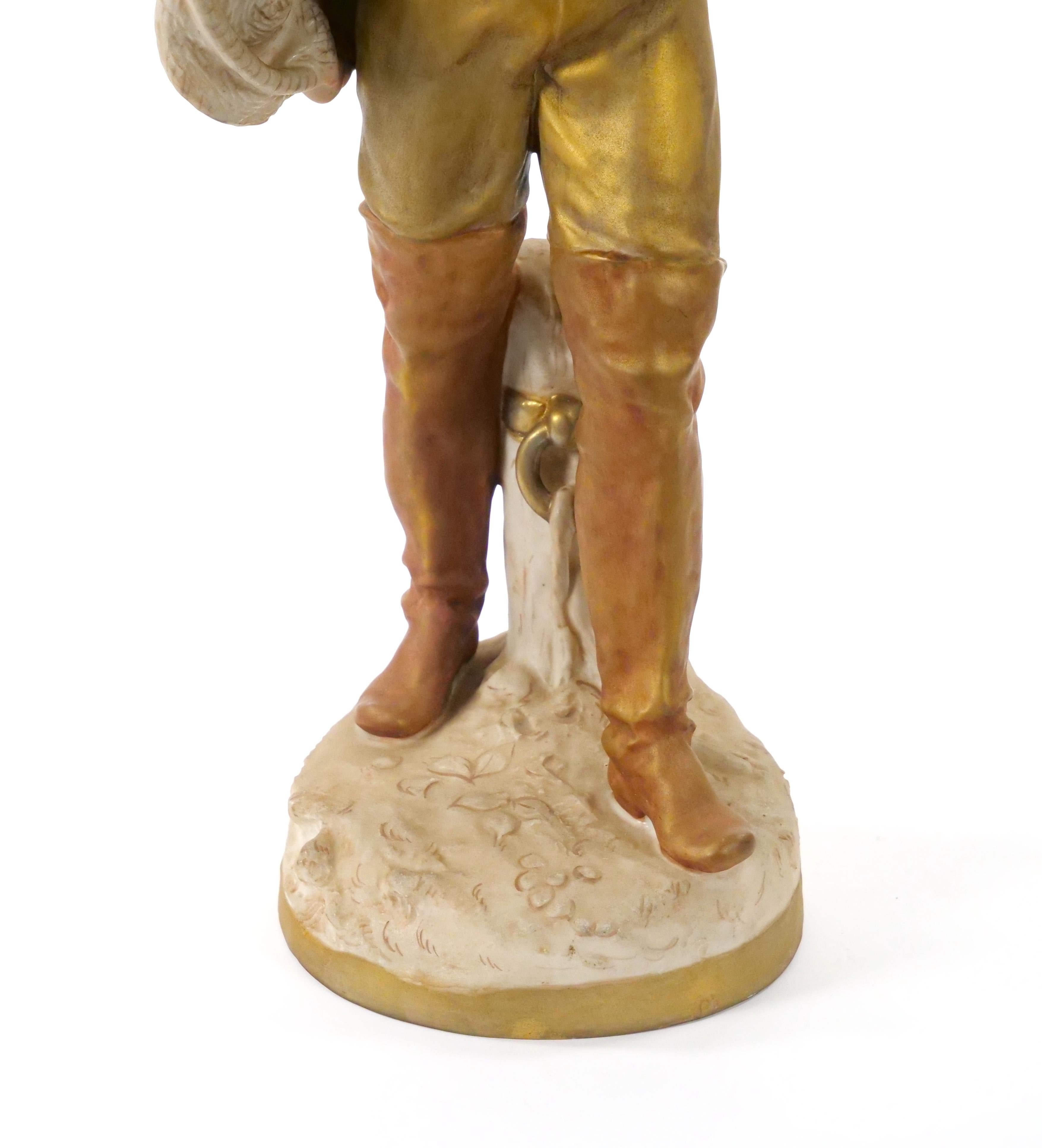 Escultura masculina decorativa de porcelana pintada a mano/dorada del siglo XX Oro en venta