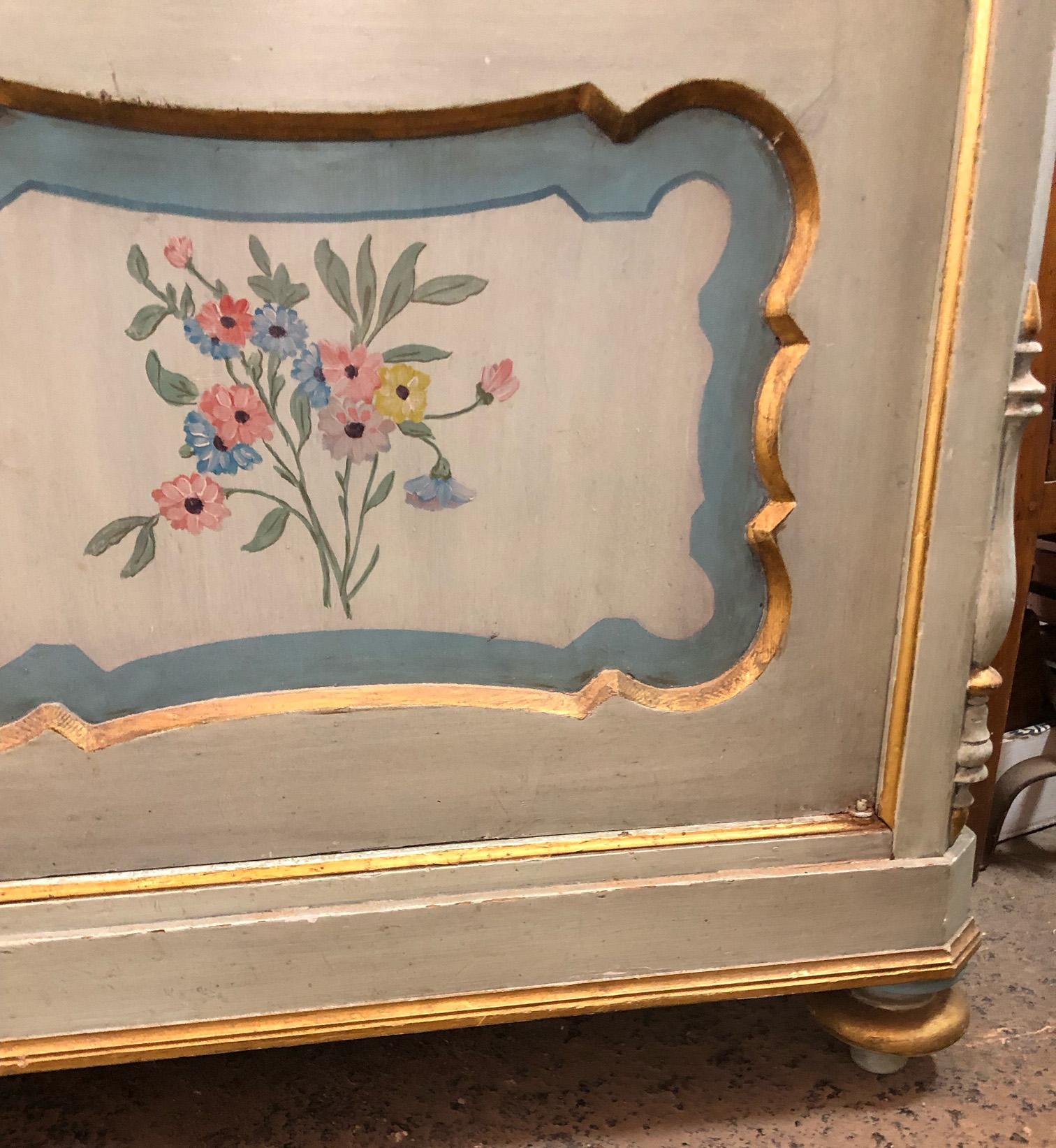 20th Century Hand painted Italian wardrobe with two doors For Sale at