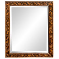 20th Century Hand-Painted Pomegranate Framed Beveled Mirror