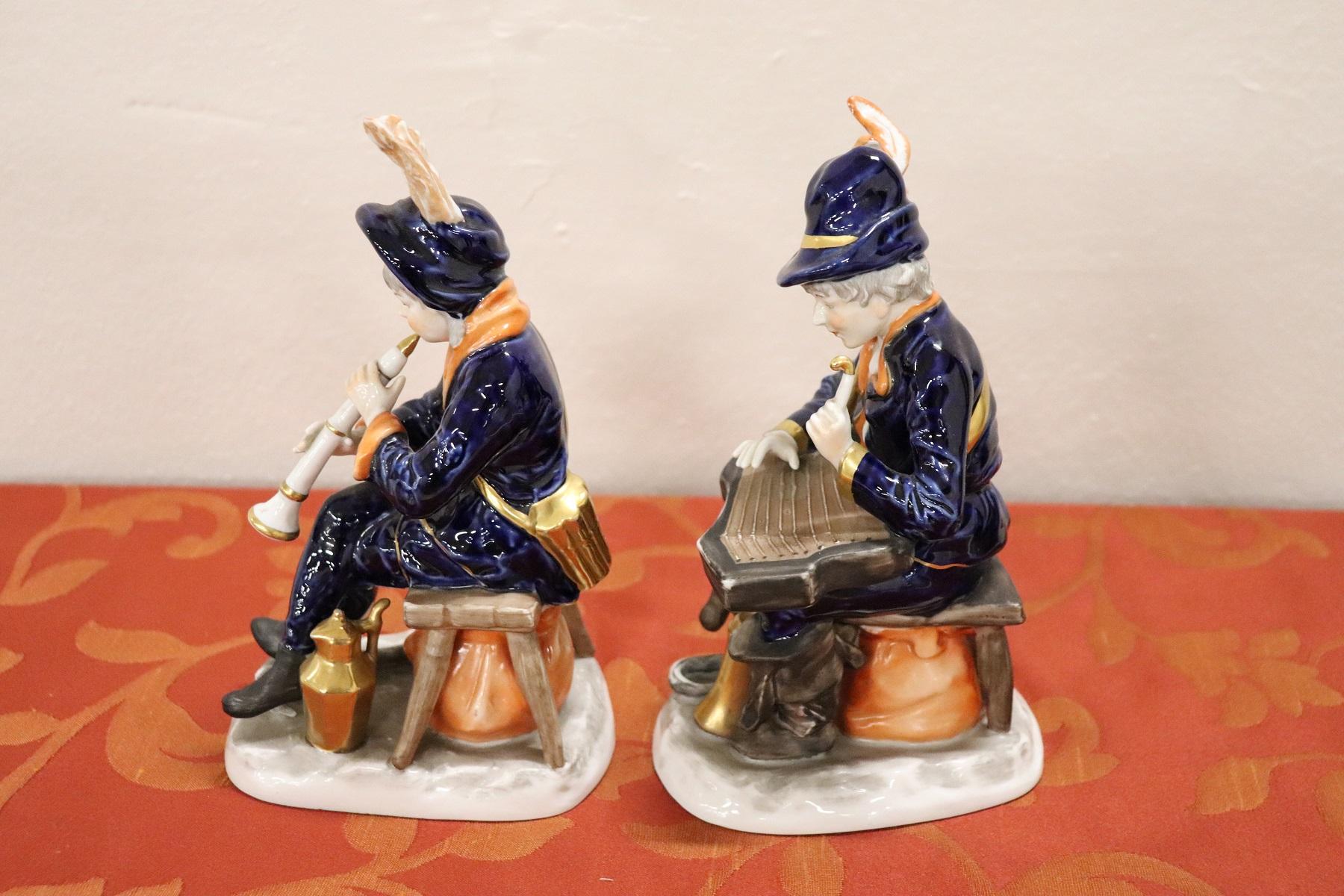 20th Century Hand Painted Porcelain Sculpture Pair of Players 3