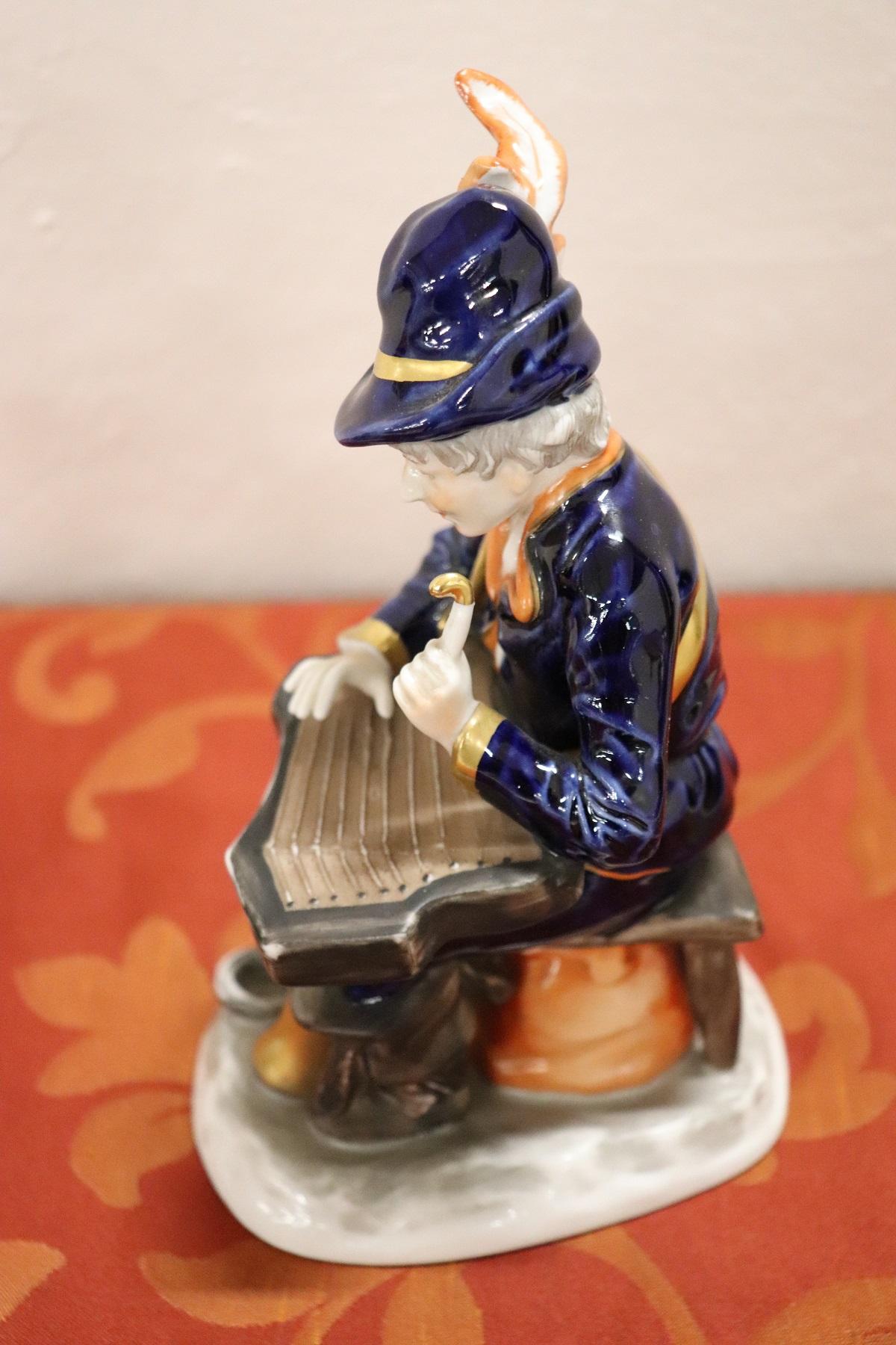20th Century Hand Painted Porcelain Sculpture Pair of Players 4