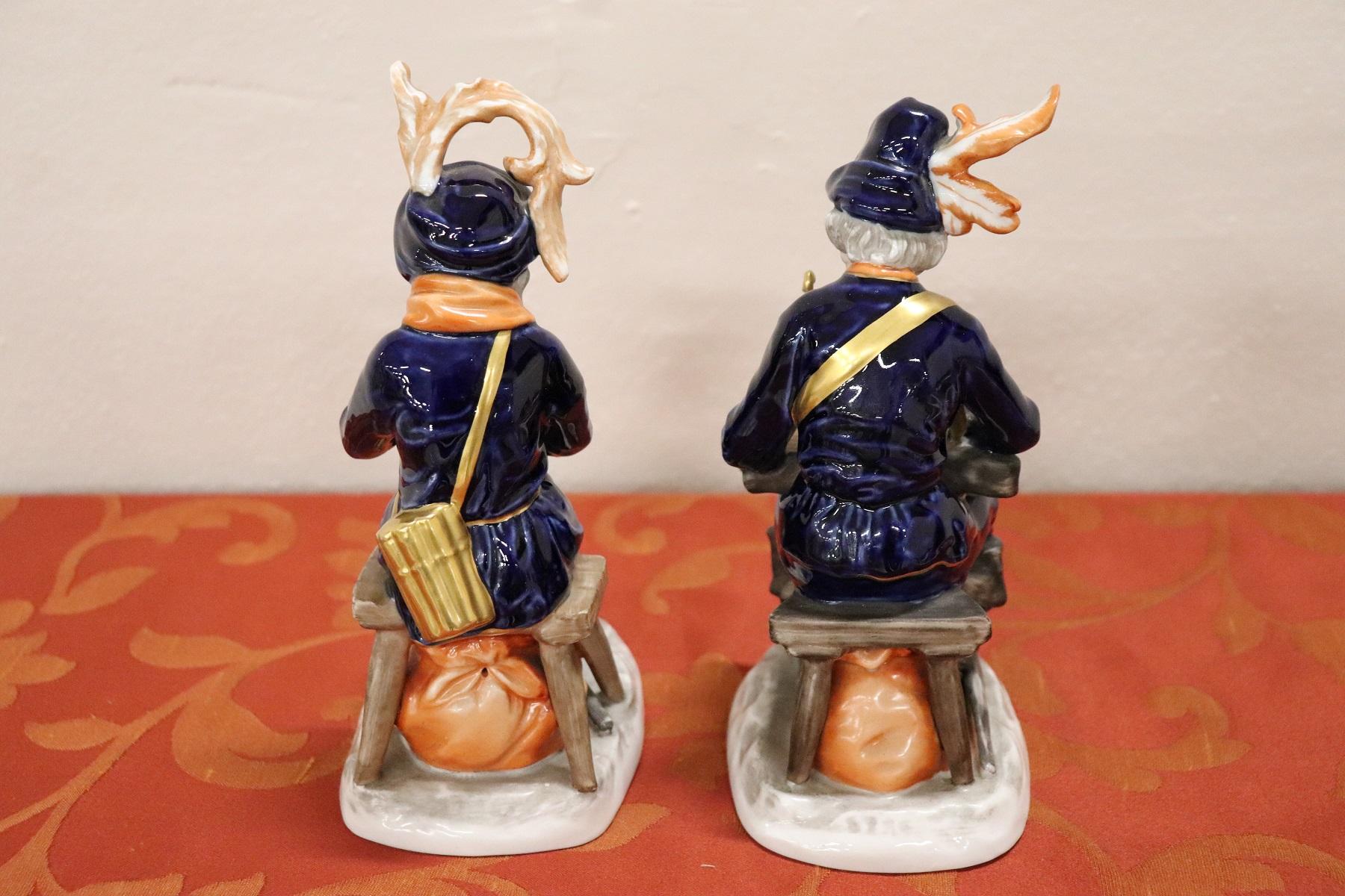 20th Century Hand Painted Porcelain Sculpture Pair of Players 2