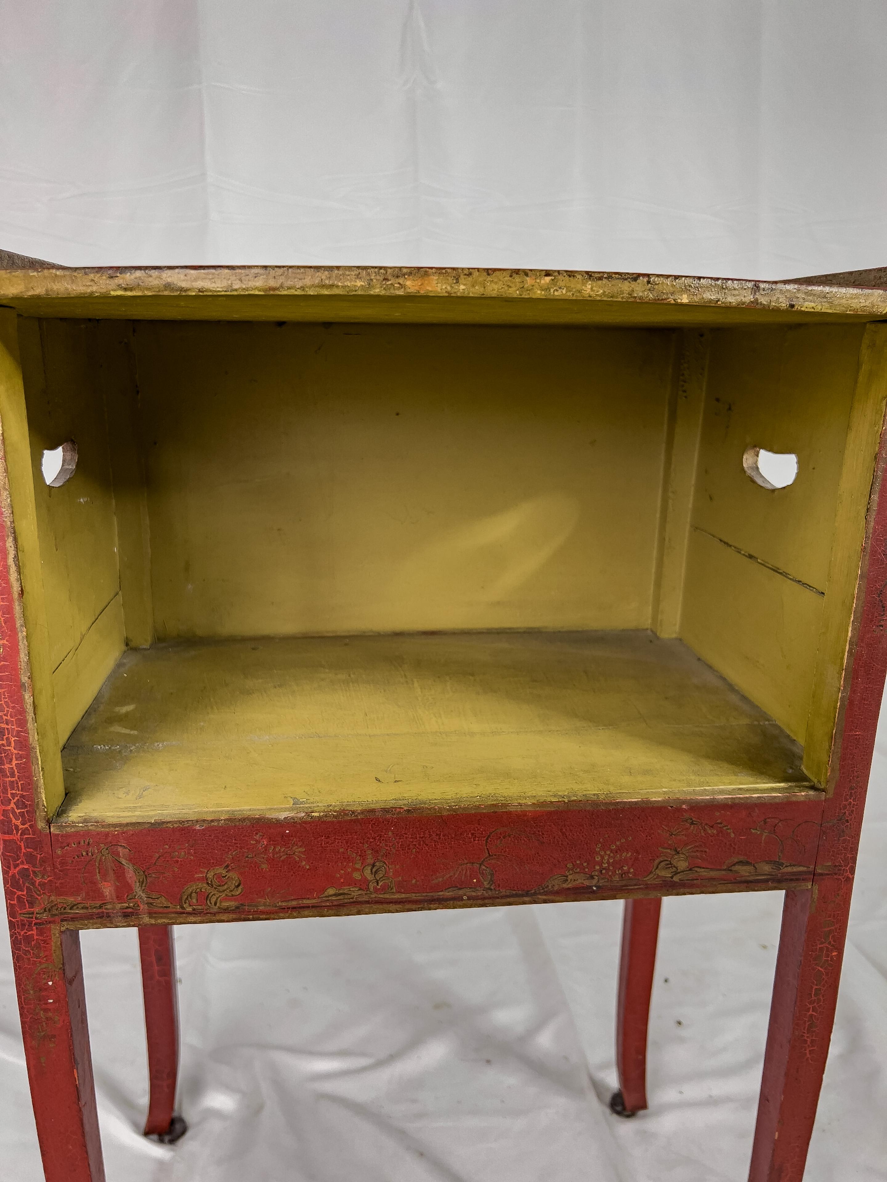 20th Century Hand Painted Red Chinoiserie Side Table 2