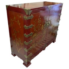 Retro 20th Century Hand Painted TV Cabinet in Lacquered Wood and Metal Hardware