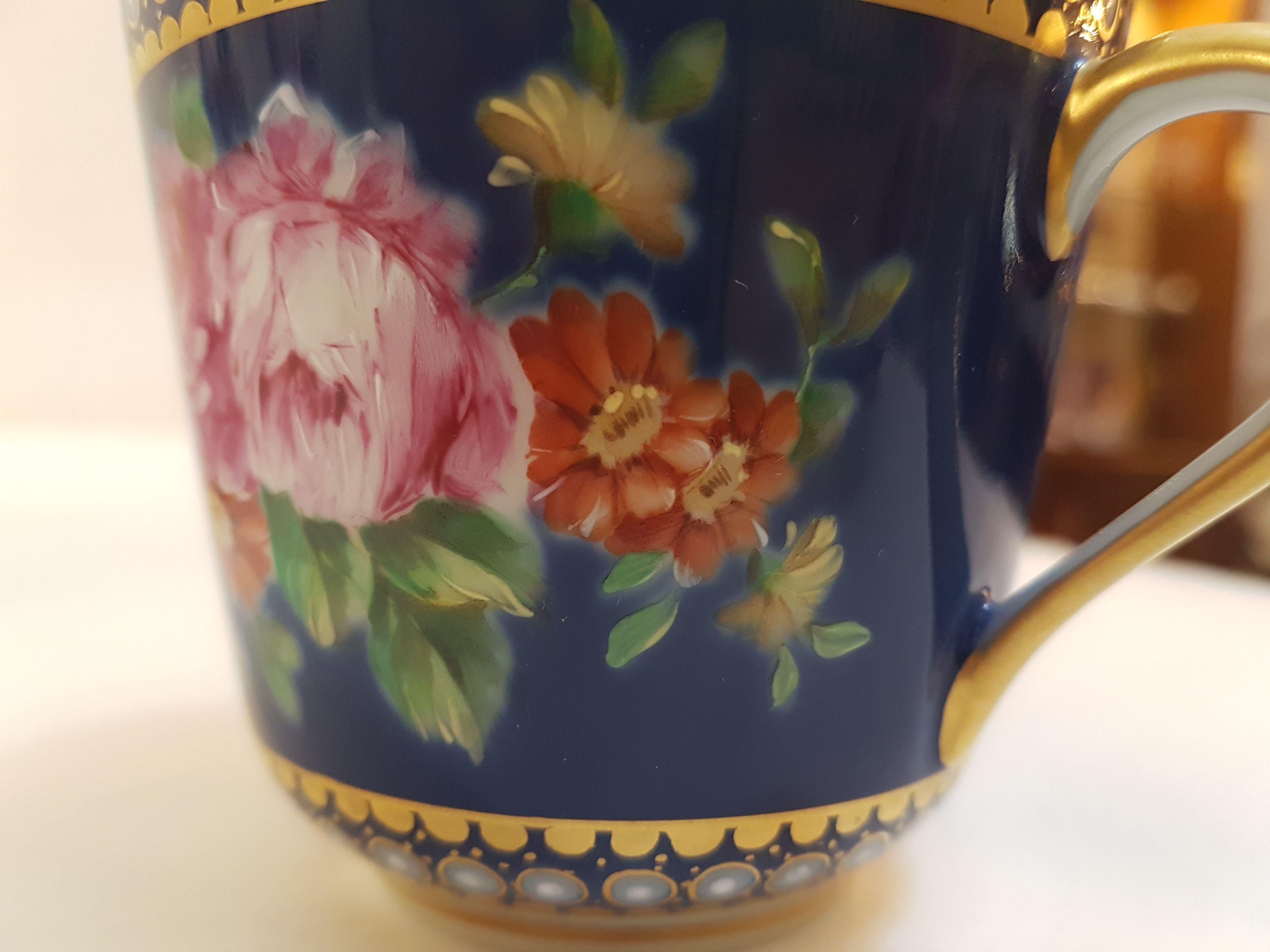 20th Century Hand Painted Vista Alegre Porcelain Collectible Tea Cup and Saucer 2