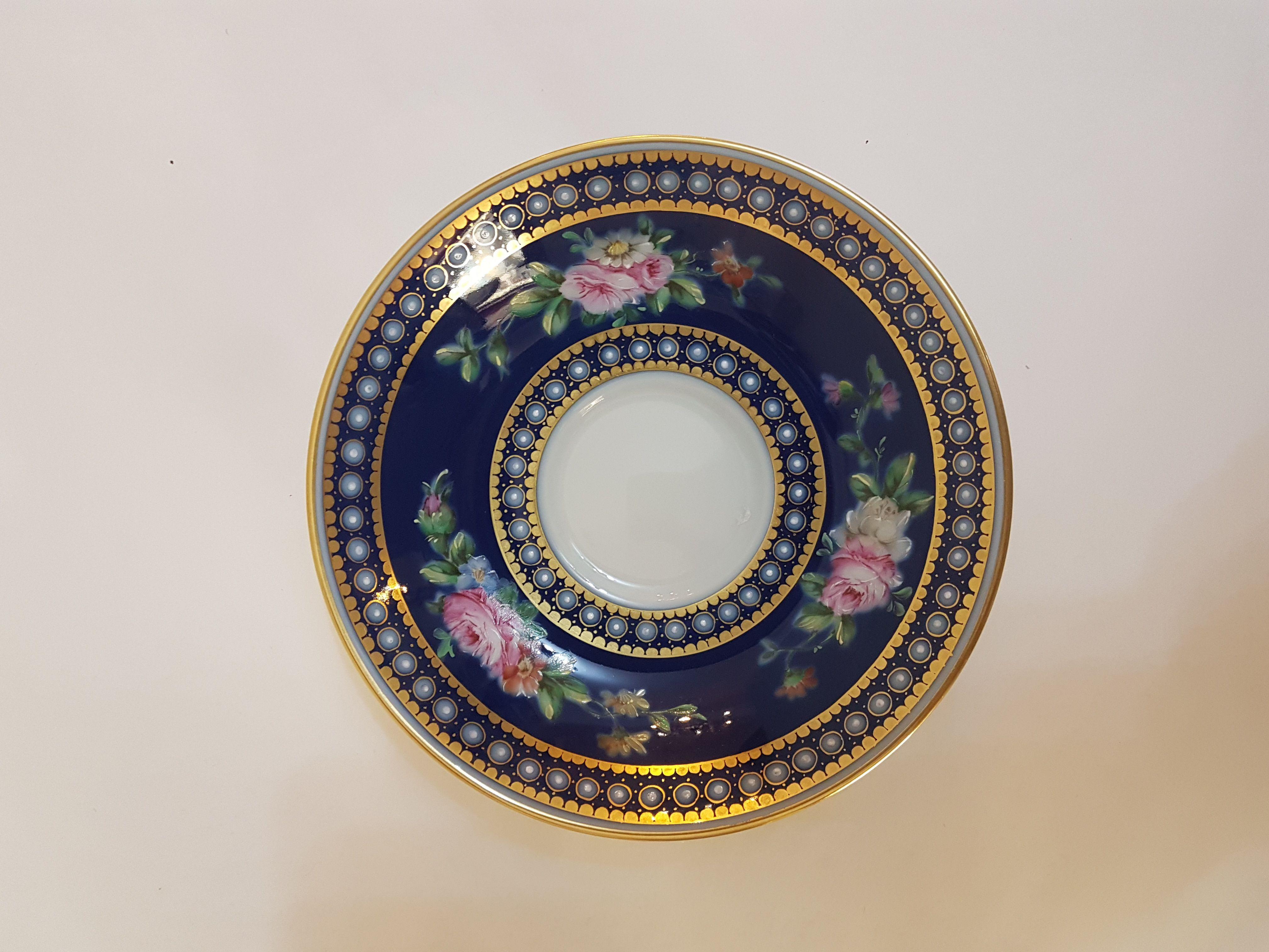 Victorian 20th Century Hand Painted Vista Alegre Porcelain Collectible Tea Cup and Saucer