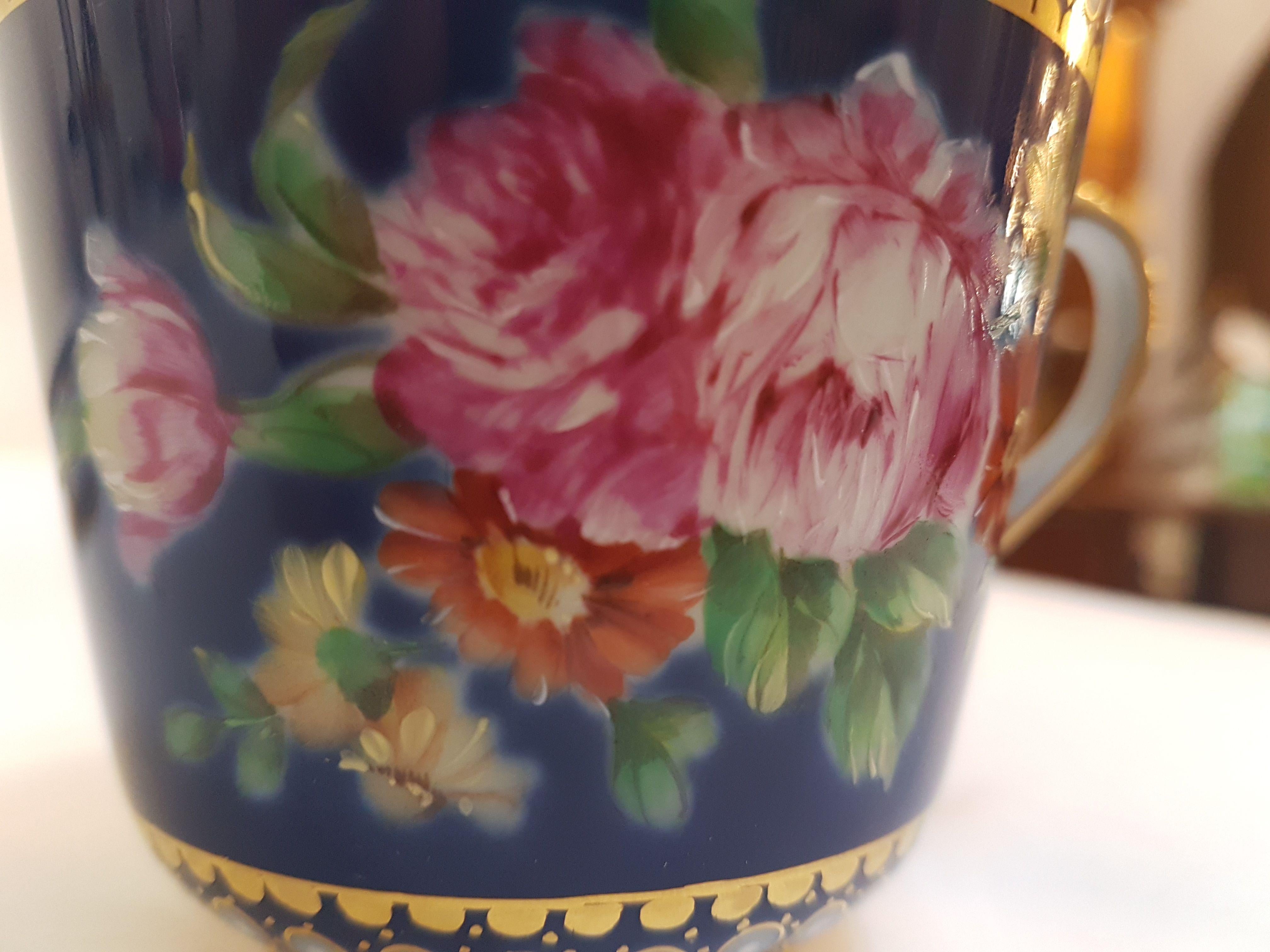 Late 20th Century 20th Century Hand Painted Vista Alegre Porcelain Collectible Tea Cup and Saucer
