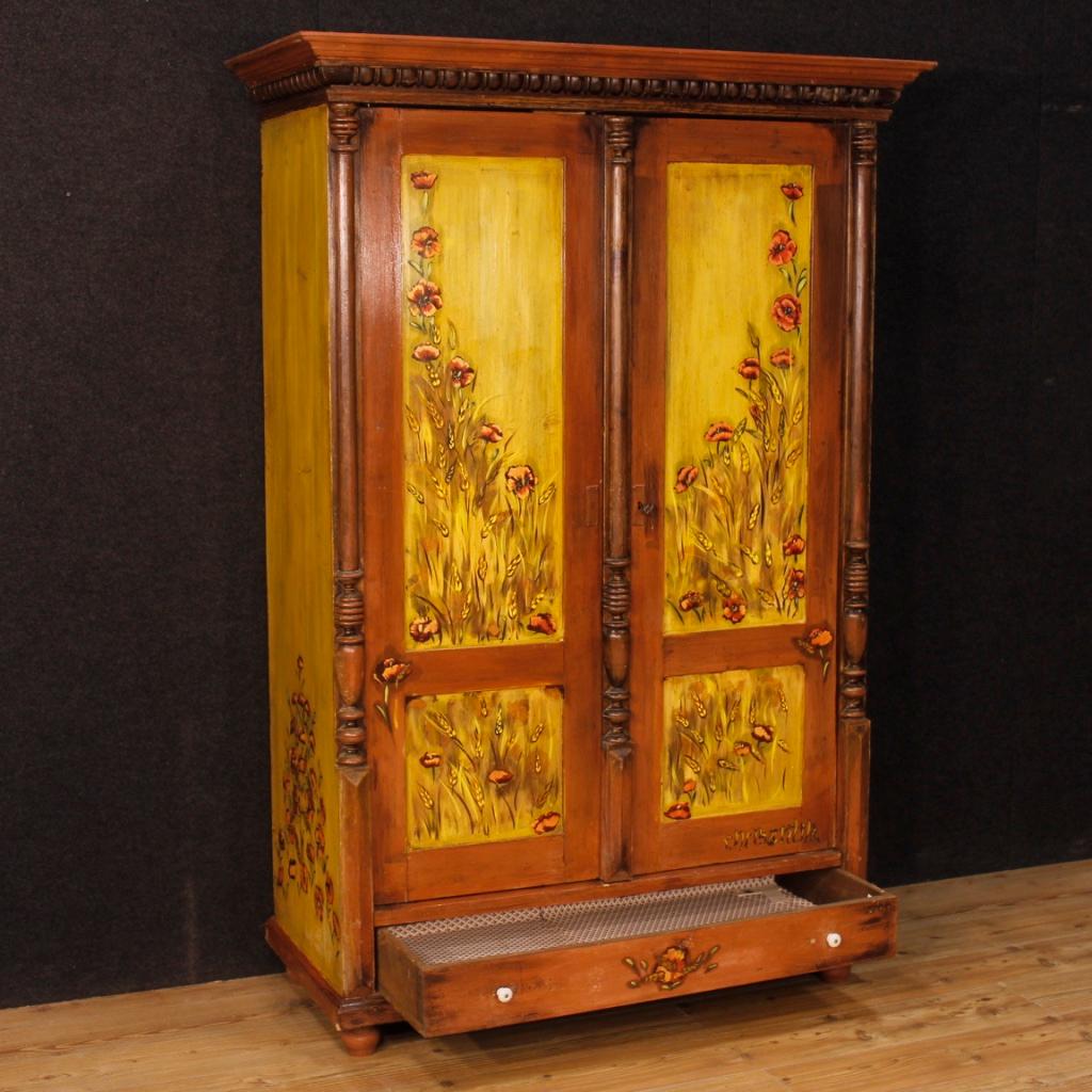 20th Century Hand Painted Wood East European Wardrobe, 1960 6